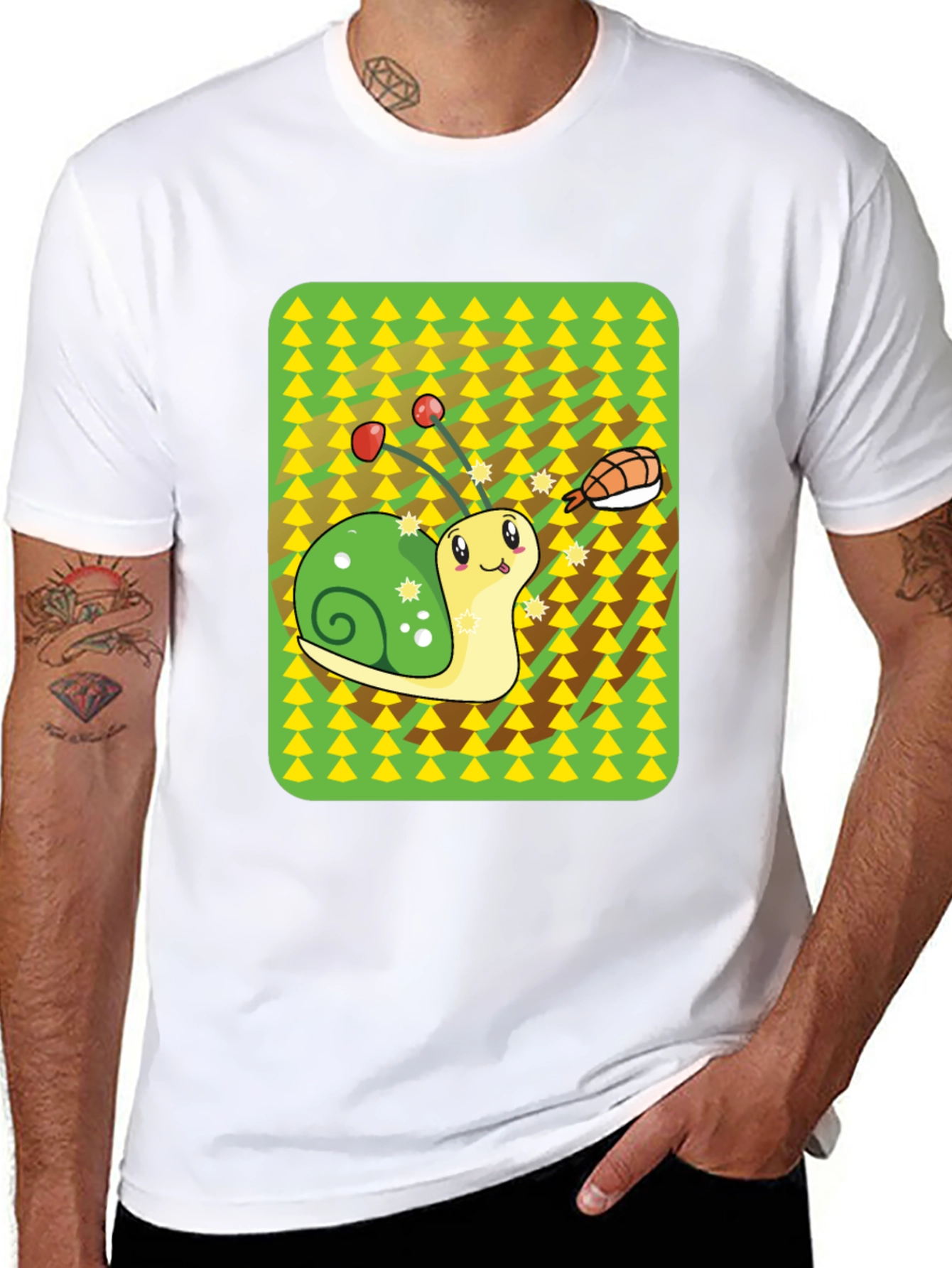 Black Snail Sushi Graphic Tee - Novelty T-Shirt view 8