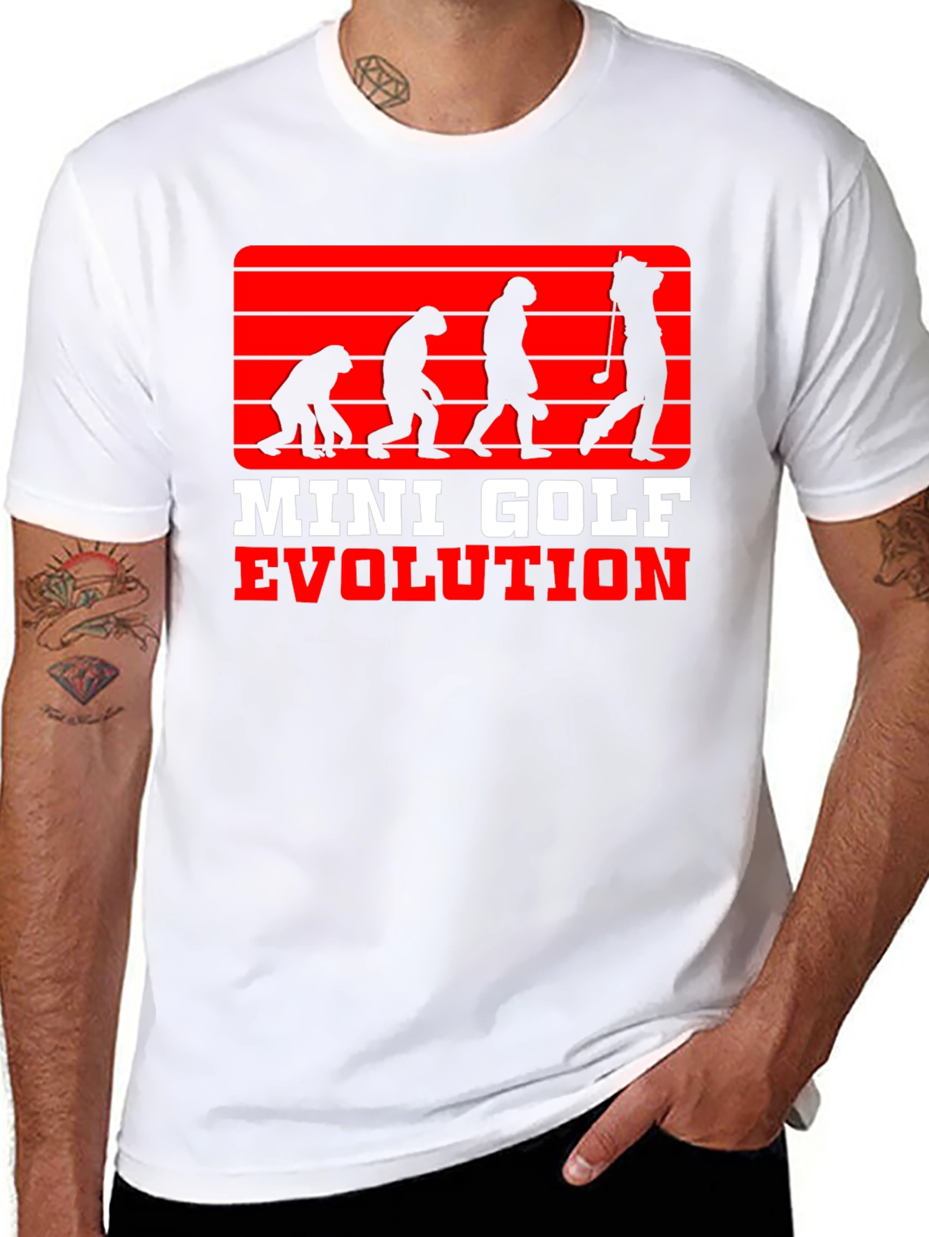Black Mini Golf Evolution Tee - Funny Golfer T-Shirt view 8