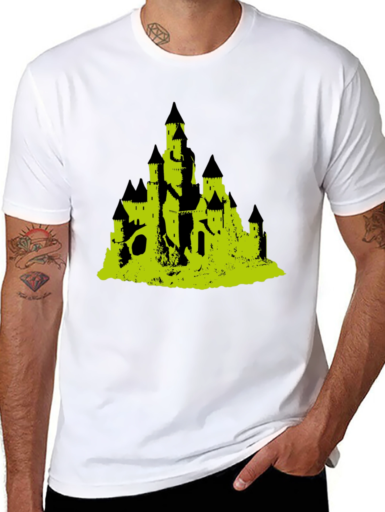 Black Black T-Shirt with Castle Graphic view 8