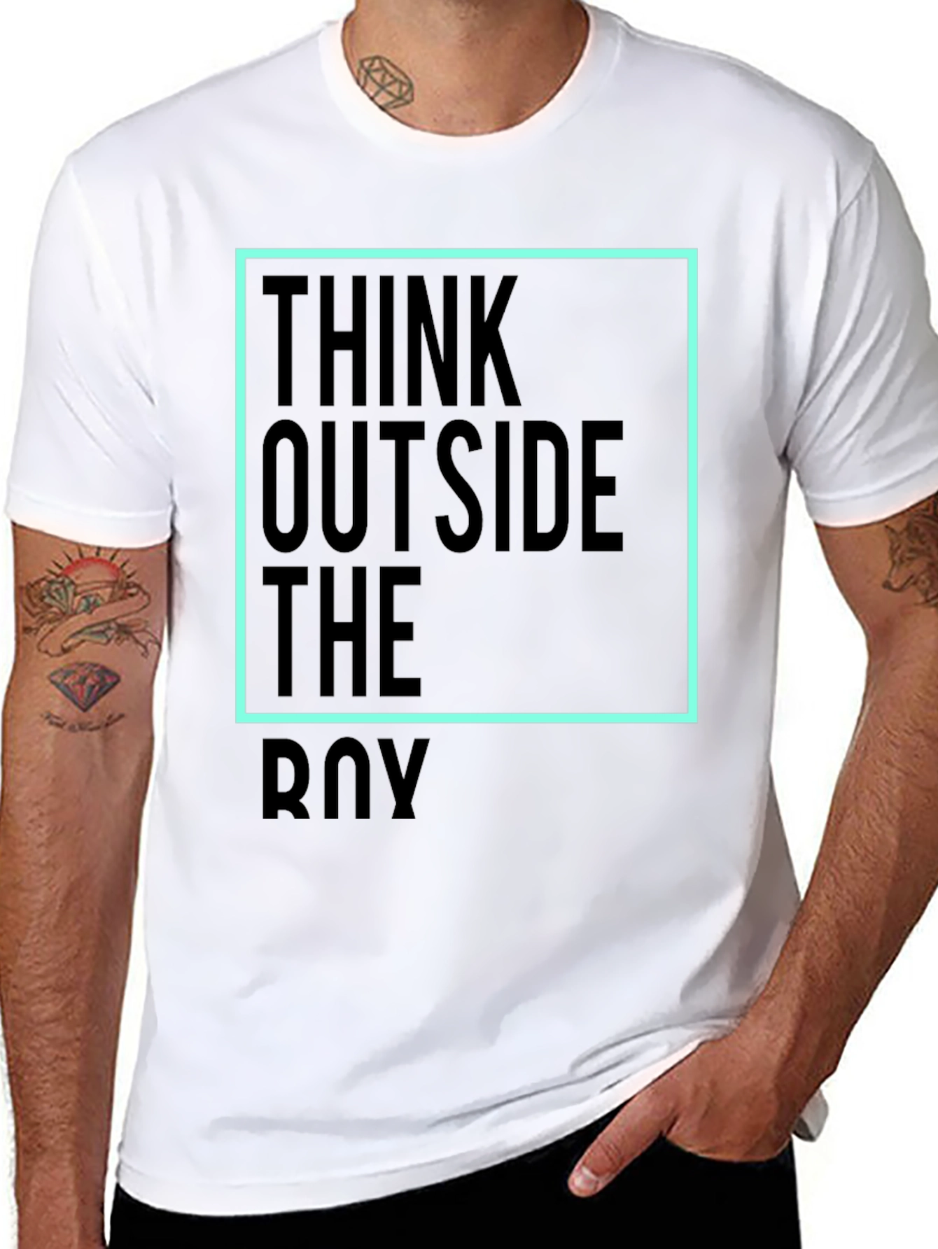 Black Think Outside The Box Tee - Unisex Black Cotton T-Shirt view 8