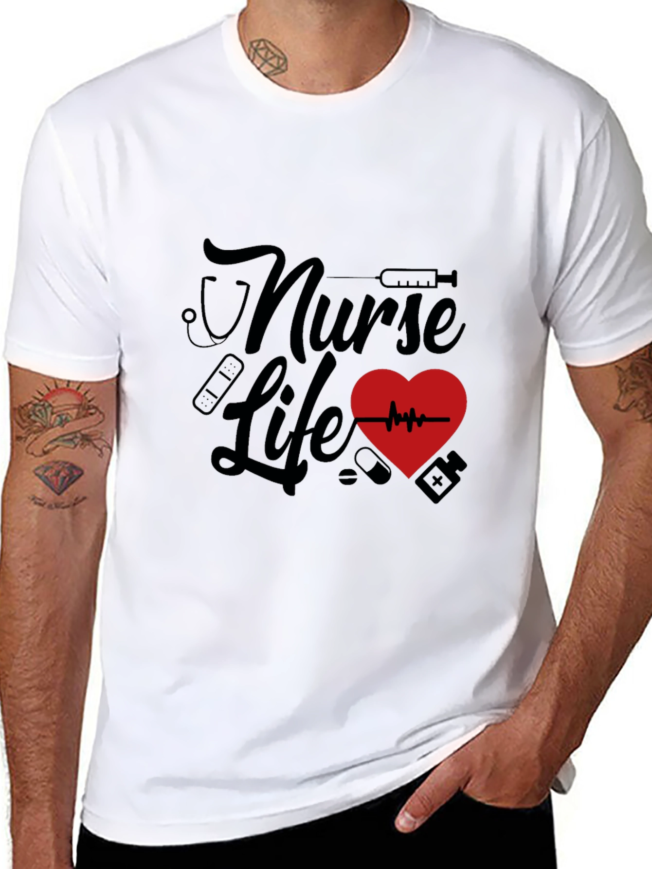 Black Nurse Life Graphic Tee - Black Crew Neck Shirt view 8