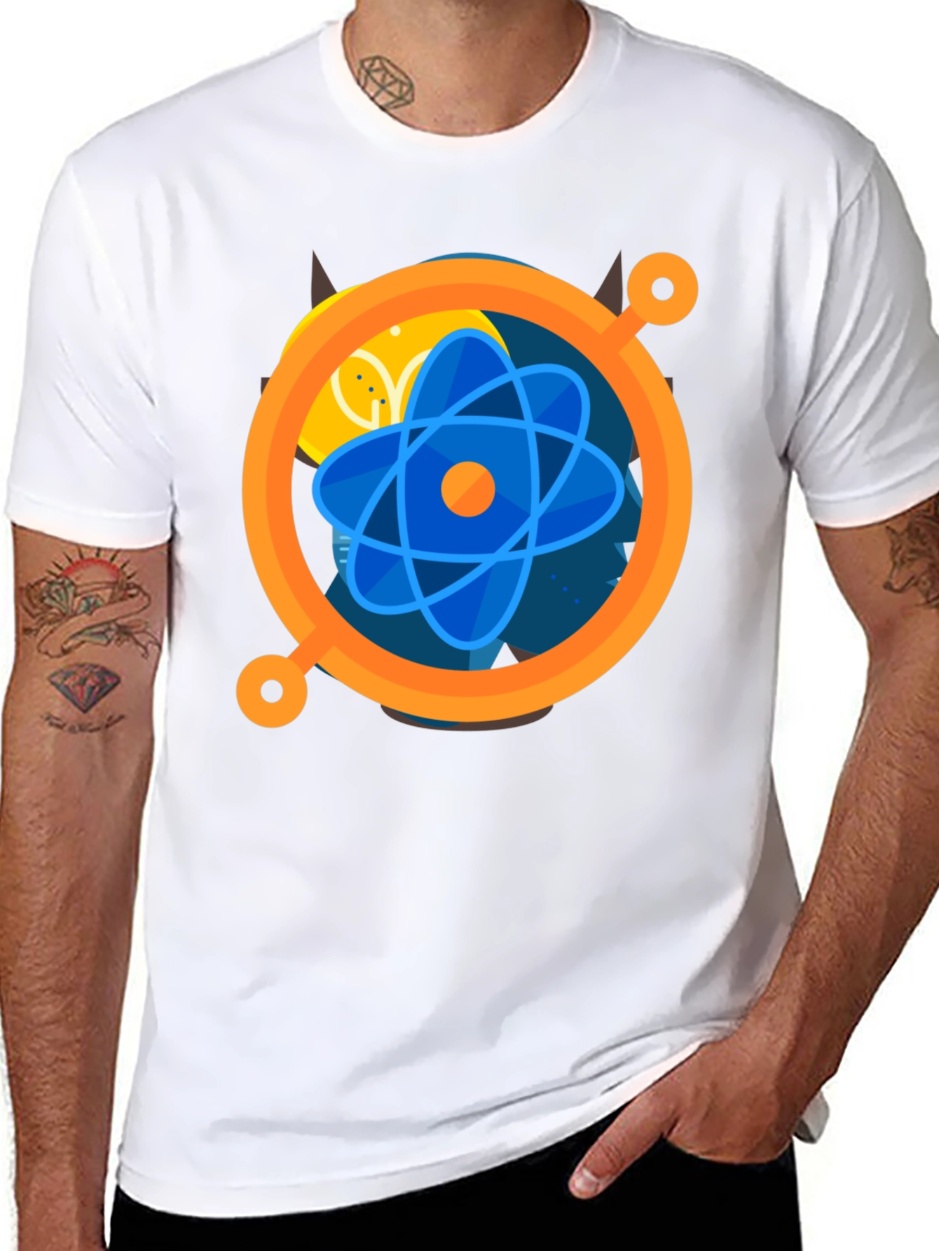 Black Geometric Design T-Shirt - Modern Graphic Tee view 8