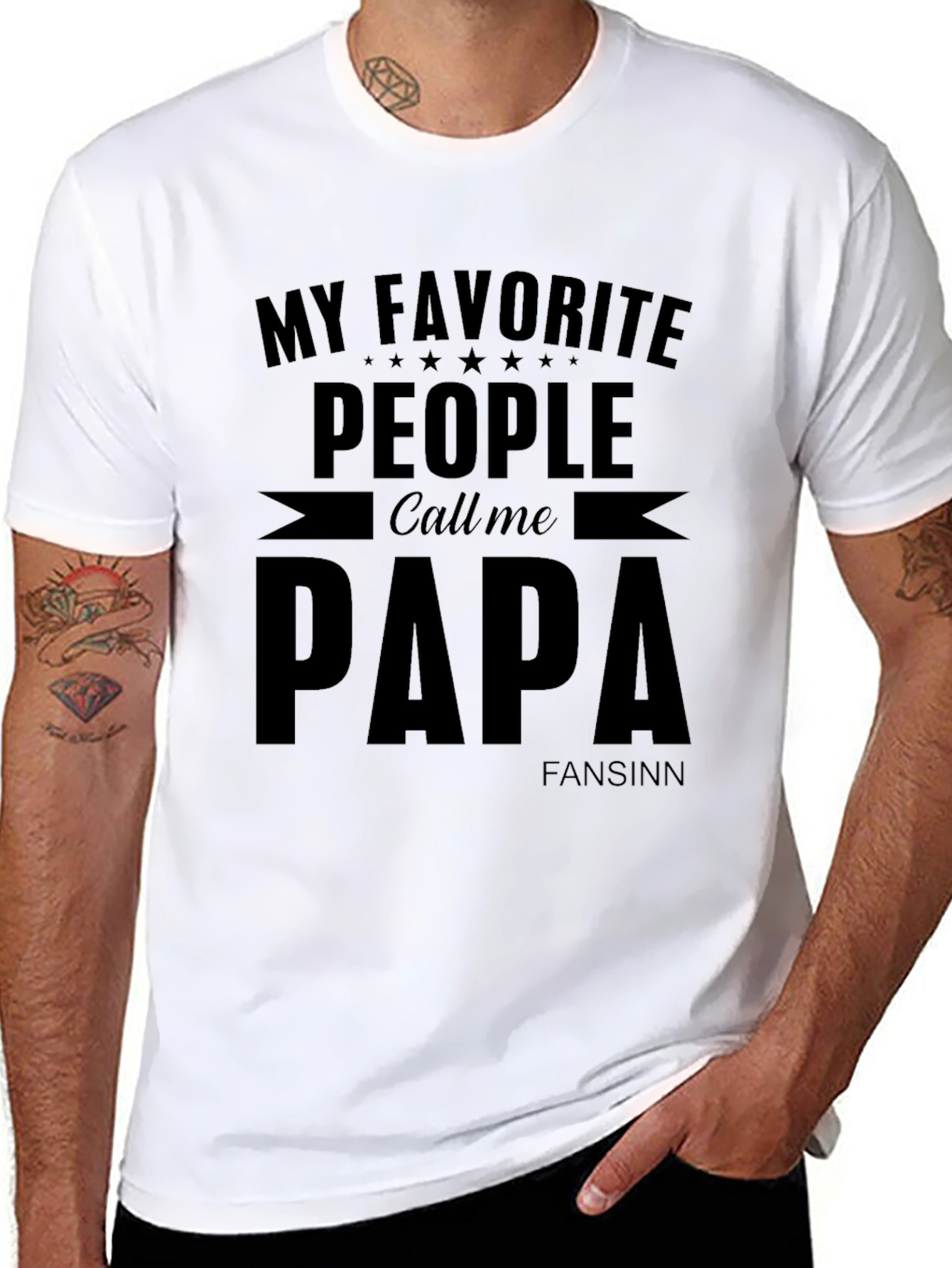 Black My Favorite People Call Me Papa T-Shirt view 8