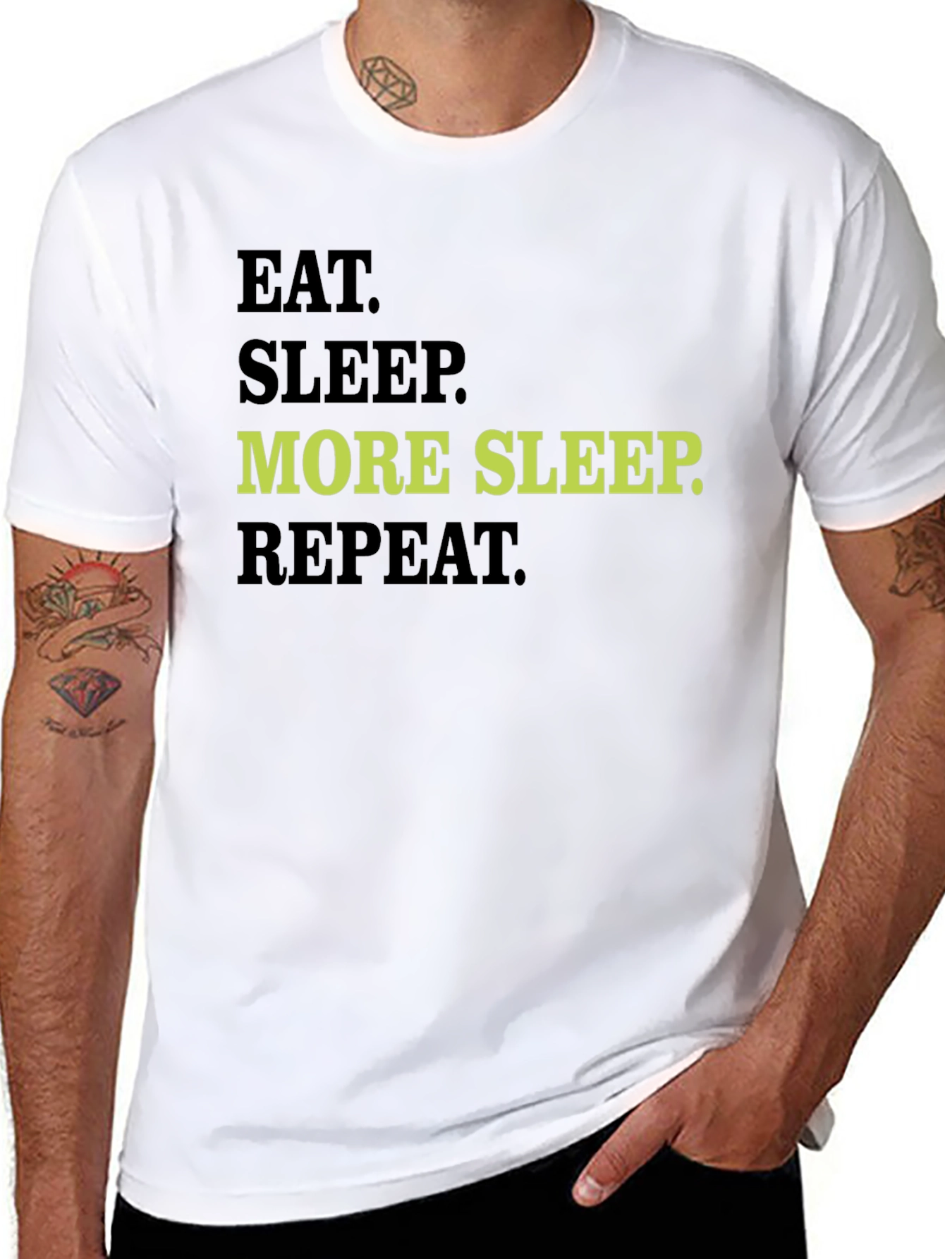 Black Eat Sleep More Sleep Repeat Graphic Tee view 8