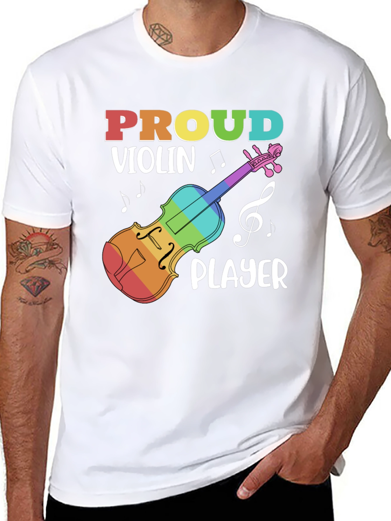 Black Proud Violin Player Black T-Shirt view 8