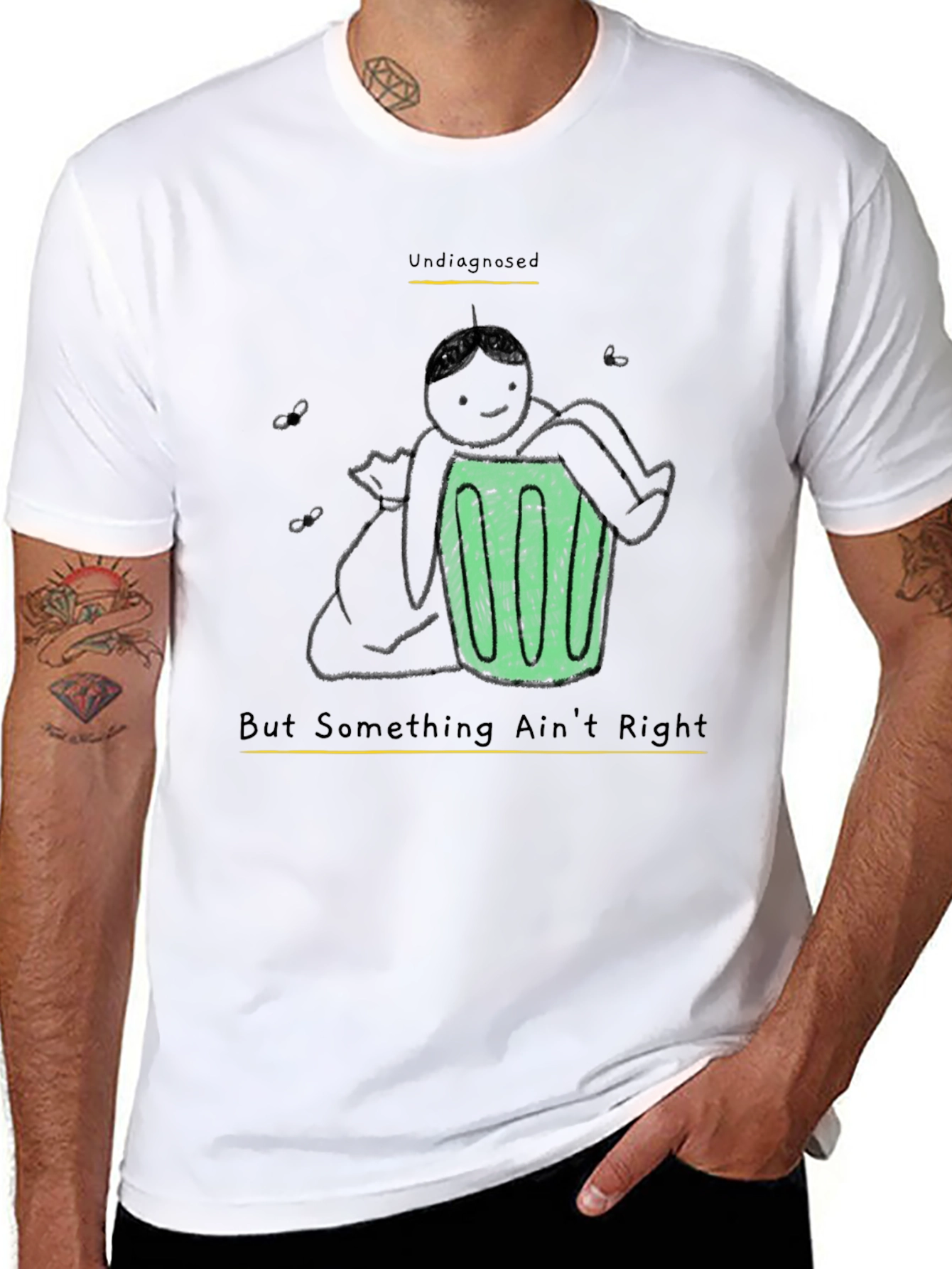 Black Undiagnosed Funny Graphic T-Shirt view 8