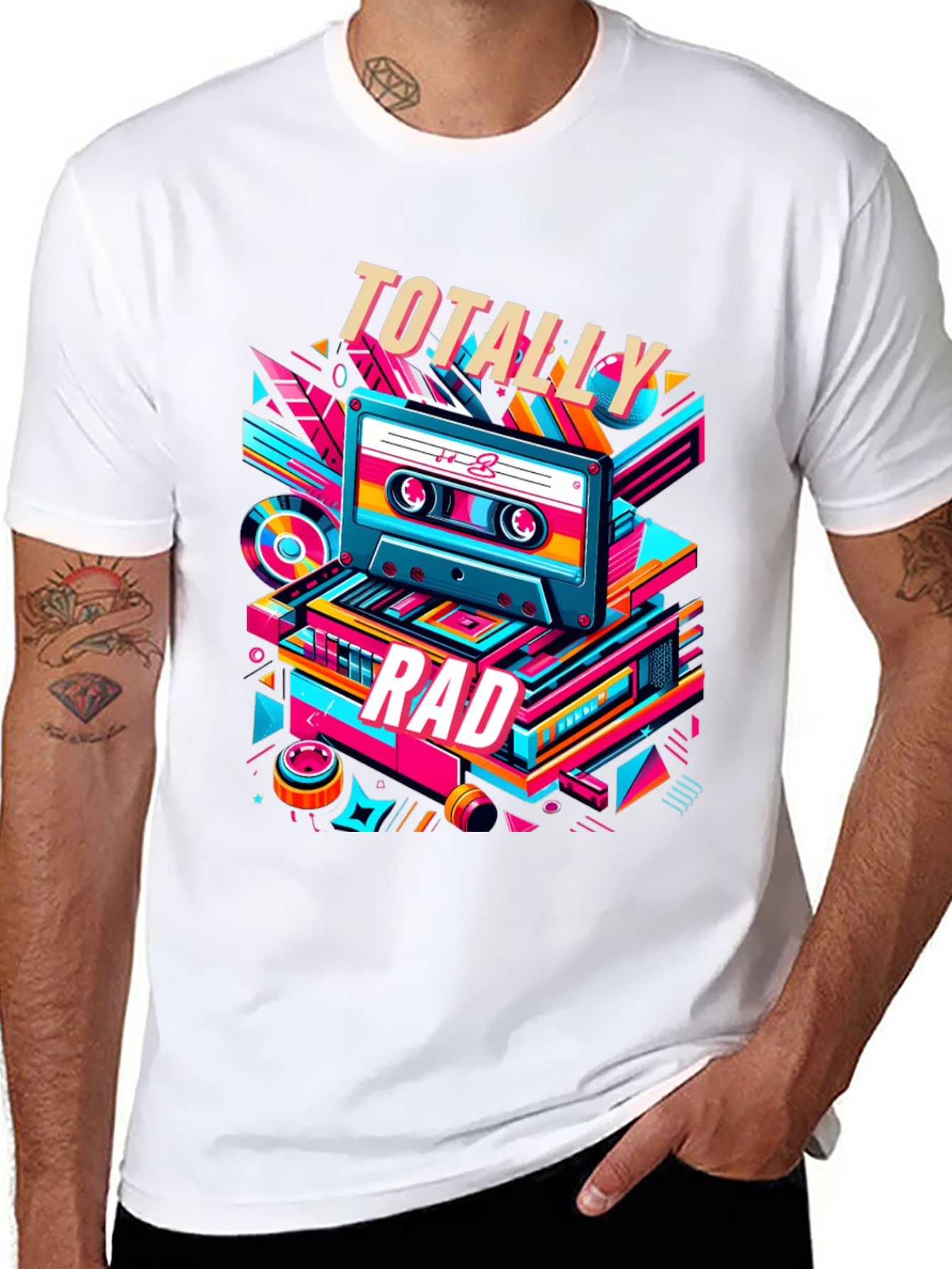 Black Totally Rad Retro Cassette T-Shirt view 8