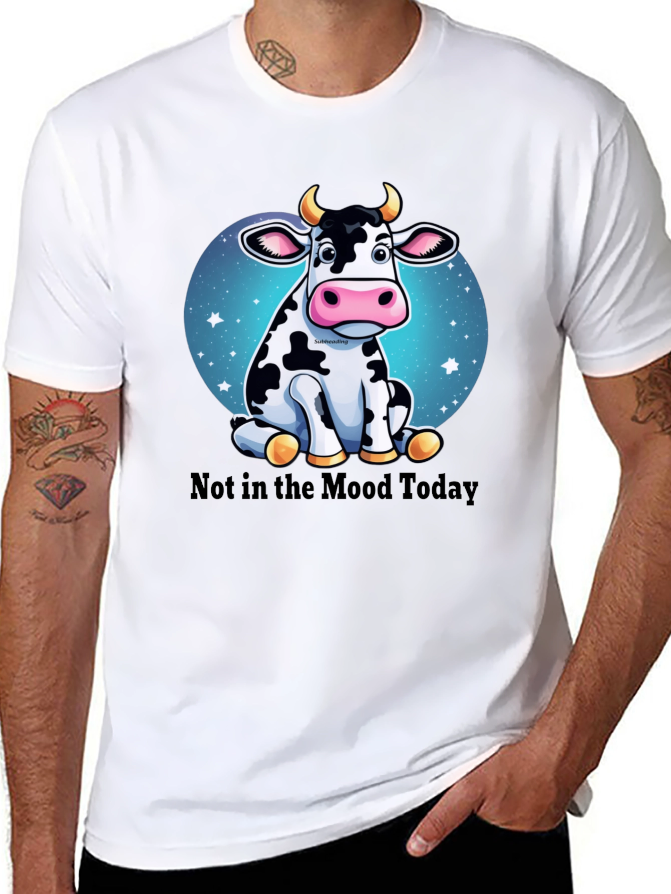 Black Not in the Mood Cow Graphic Tee - Unisex Black T-Shirt view 8