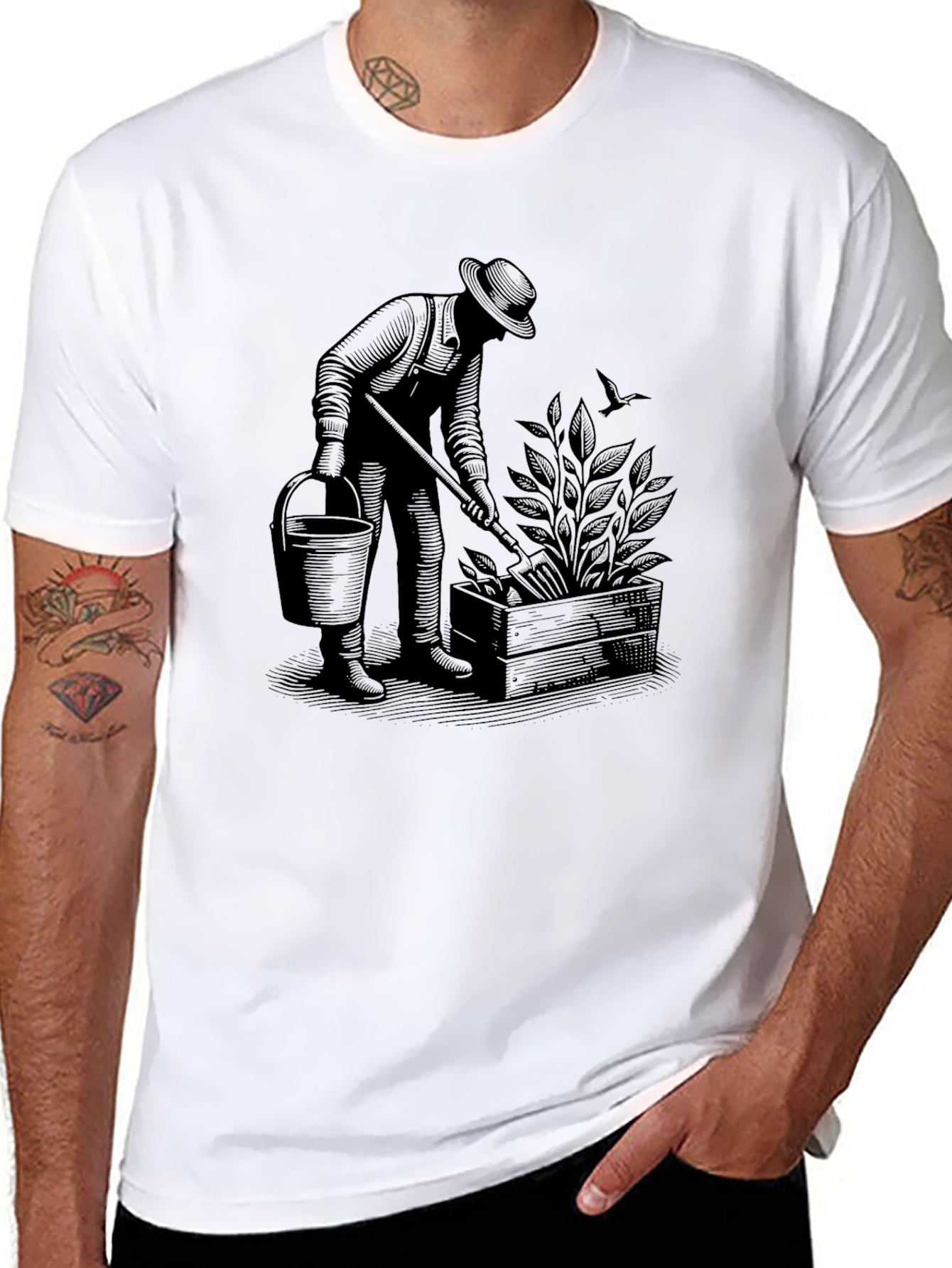 Black Gardener Graphic Tee - Black Casual Shirt view 8