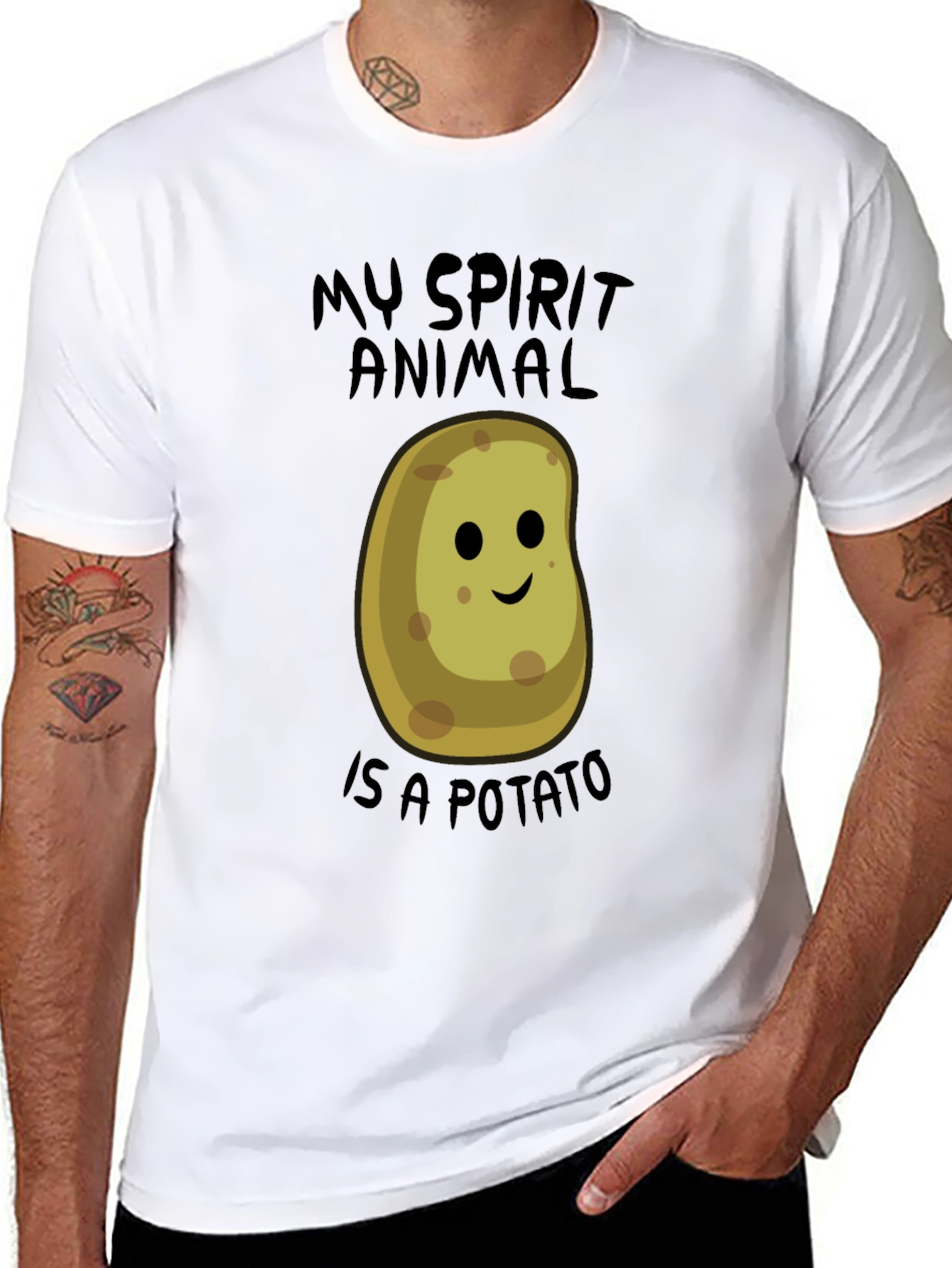 Black My Spirit Animal is a Potato Funny T-Shirt view 8