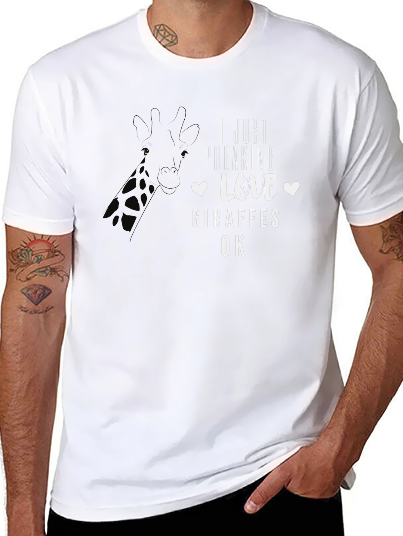 Black I Just Freaking Love Giraffes Graphic Tee view 8