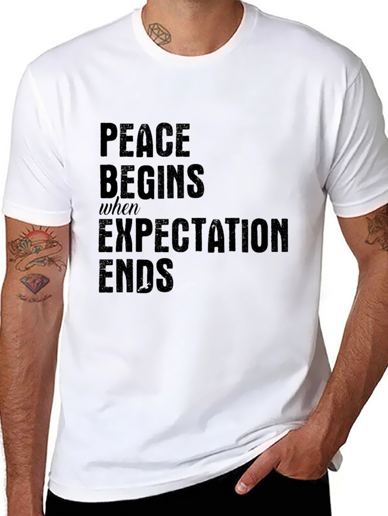 Black Peace Begins T-Shirt - Inspirational Quote Tee view 8