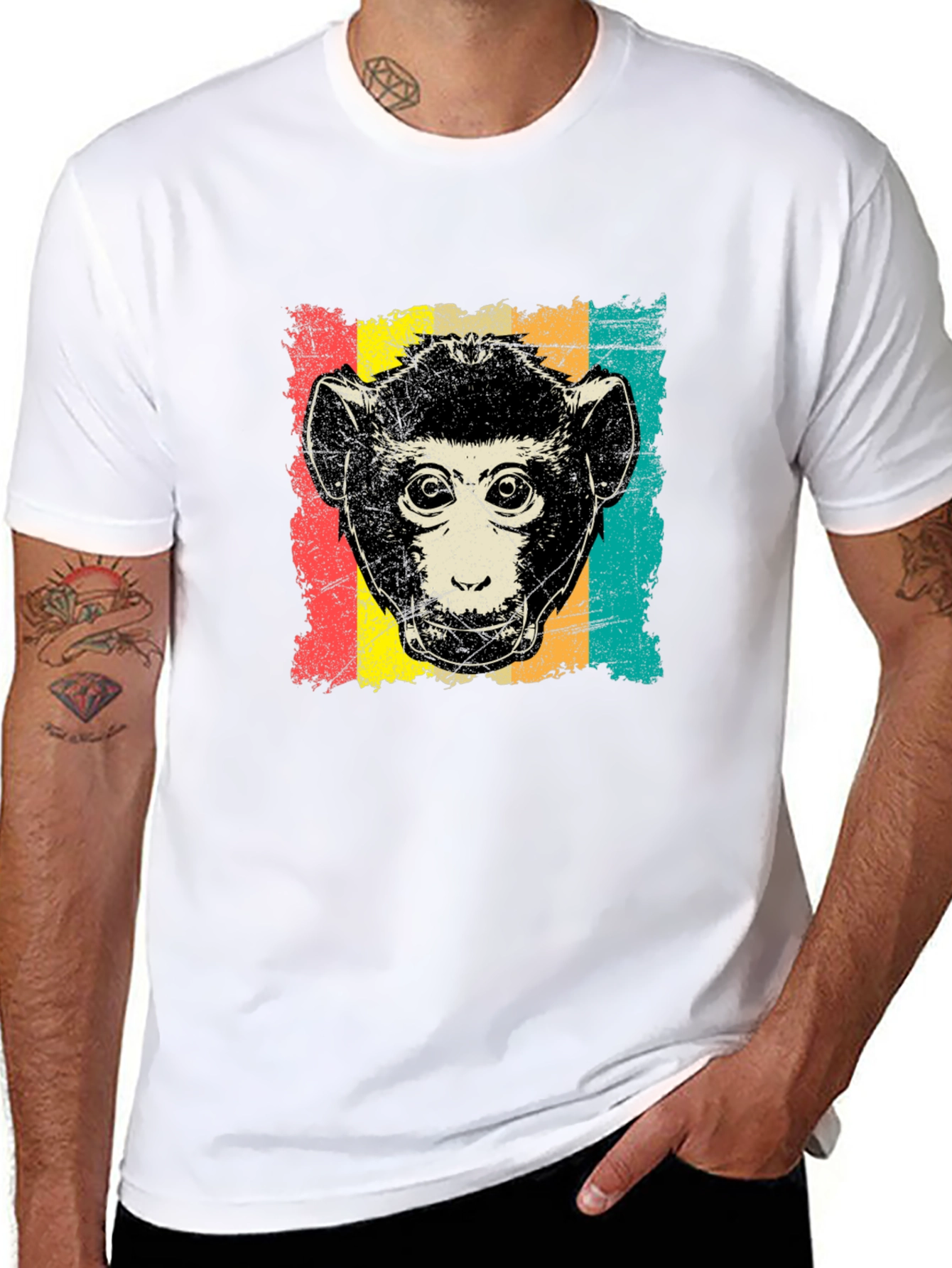Black Retro Monkey Graphic T-Shirt - Black view 8