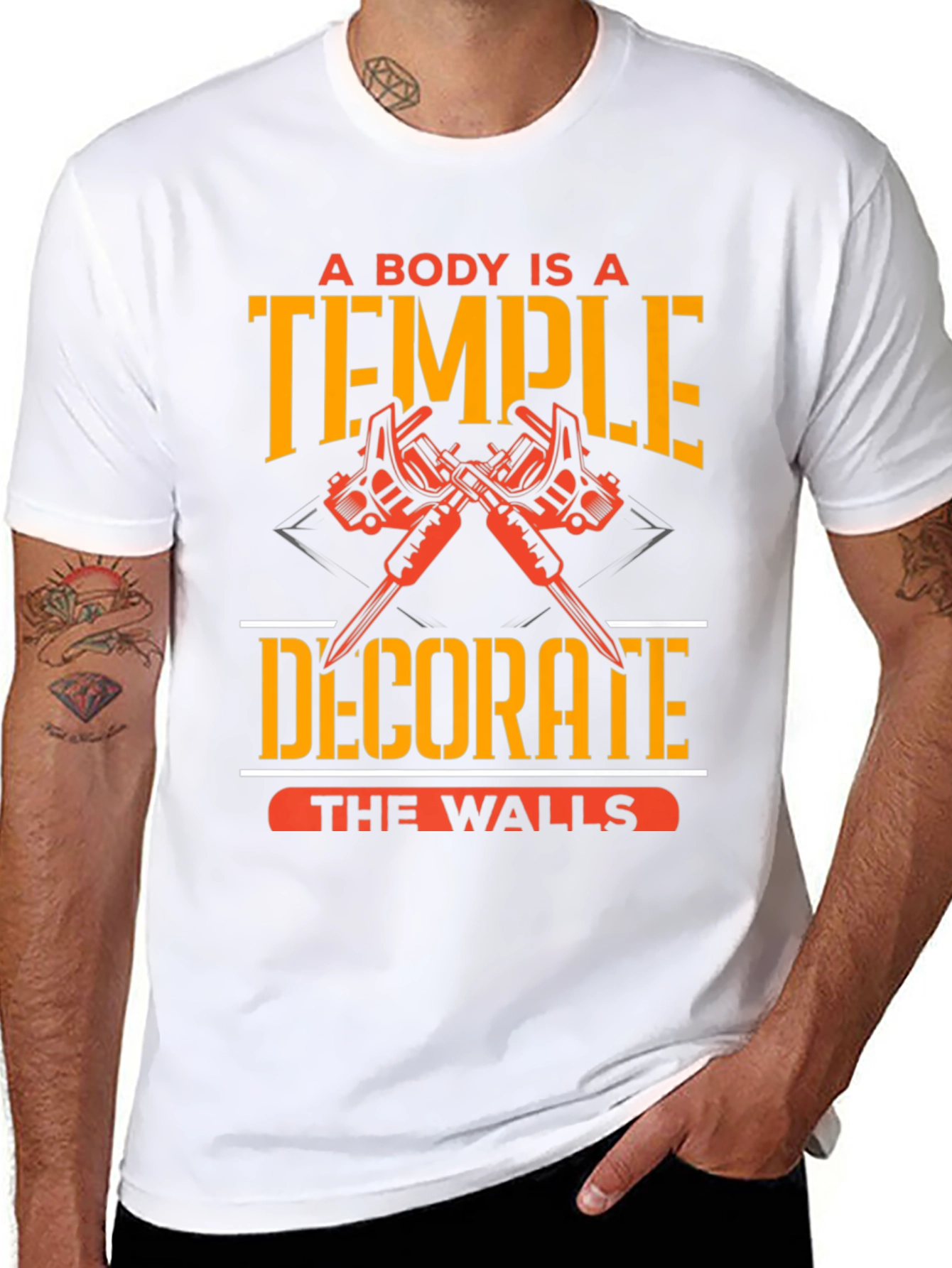 Black A Body Is A Temple Tattoo T-Shirt view 8