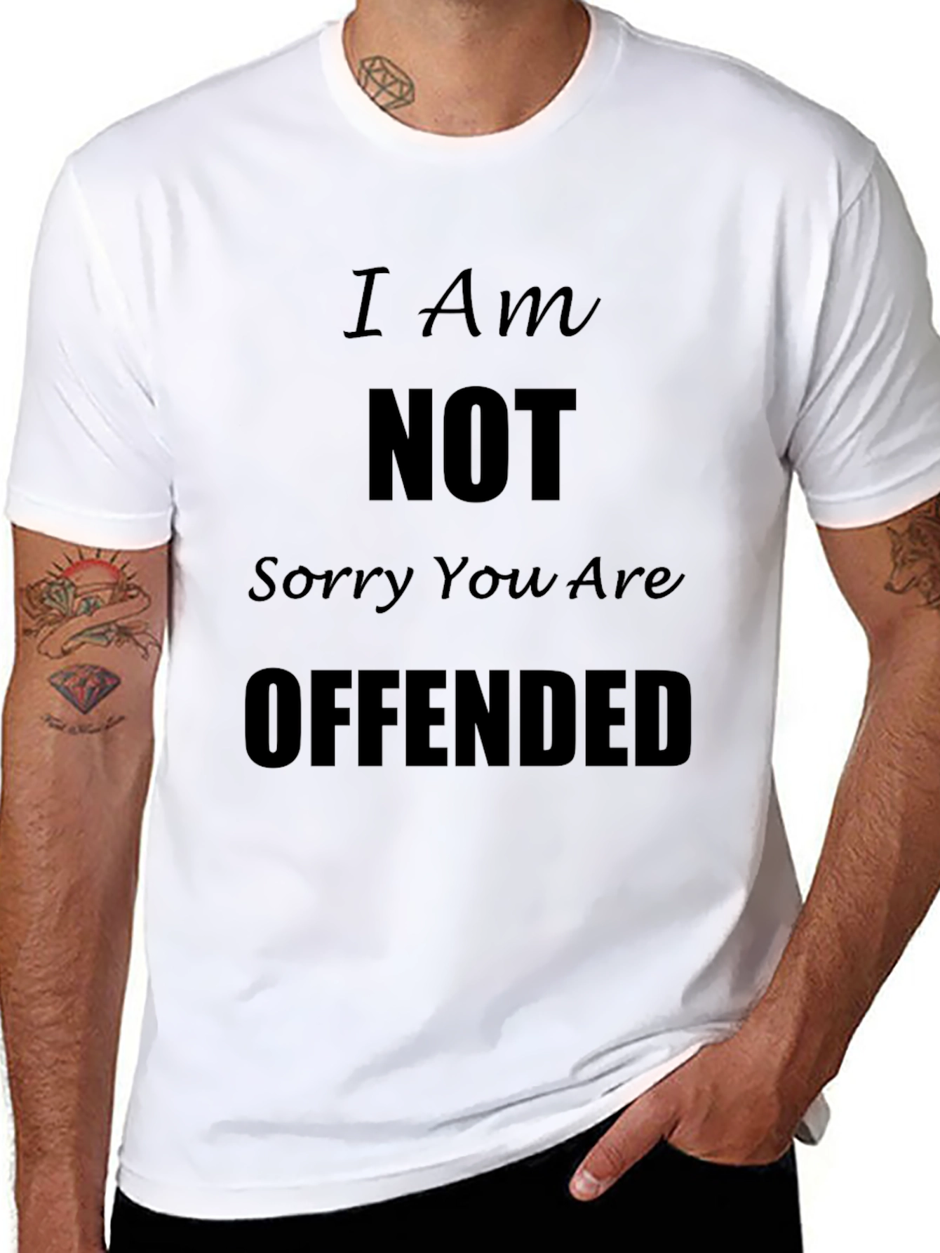 Black I Am NOT Sorry You Are Offended Black T-Shirt view 8