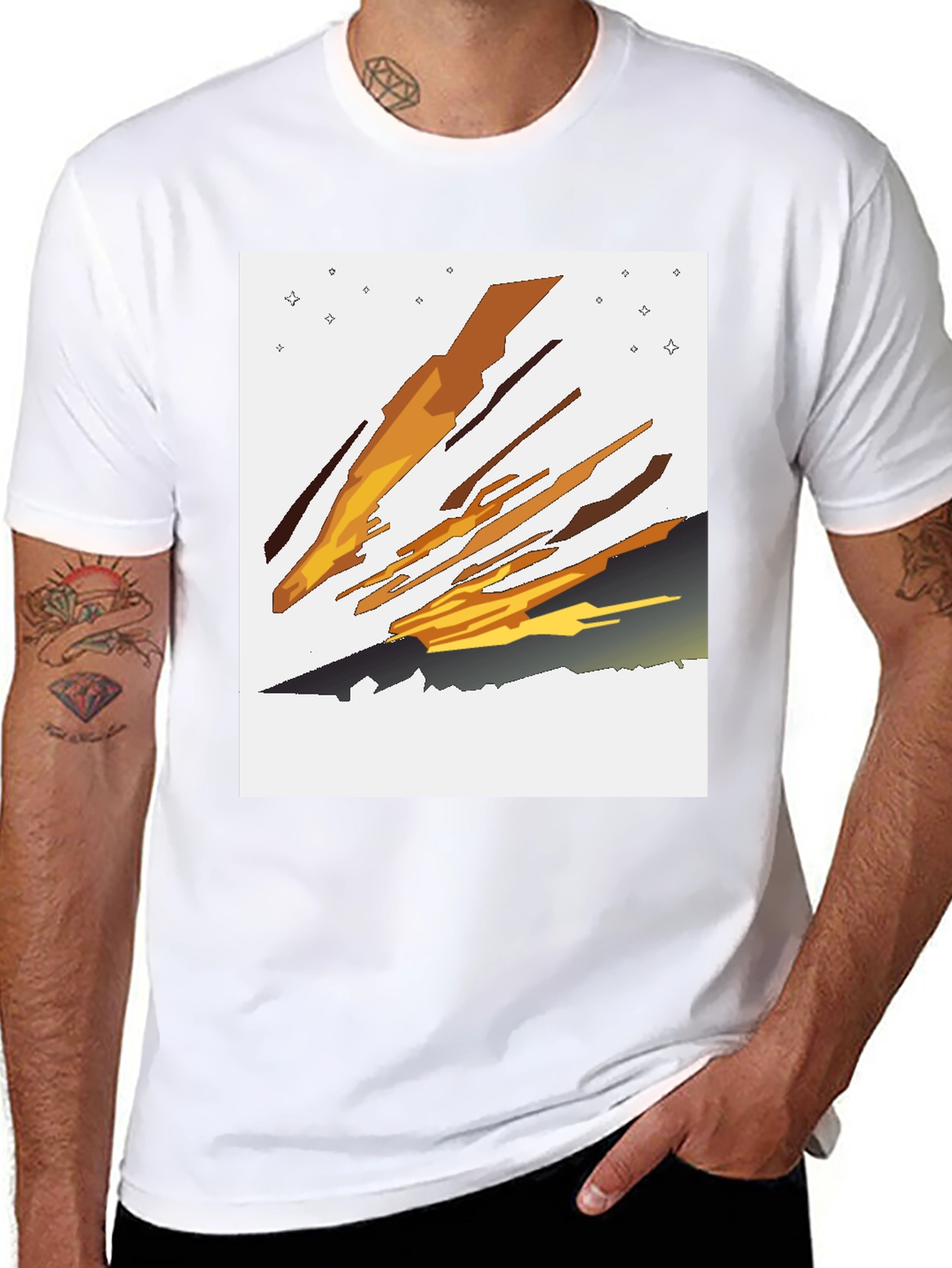 Black Abstract Comet Graphic Tee view 8