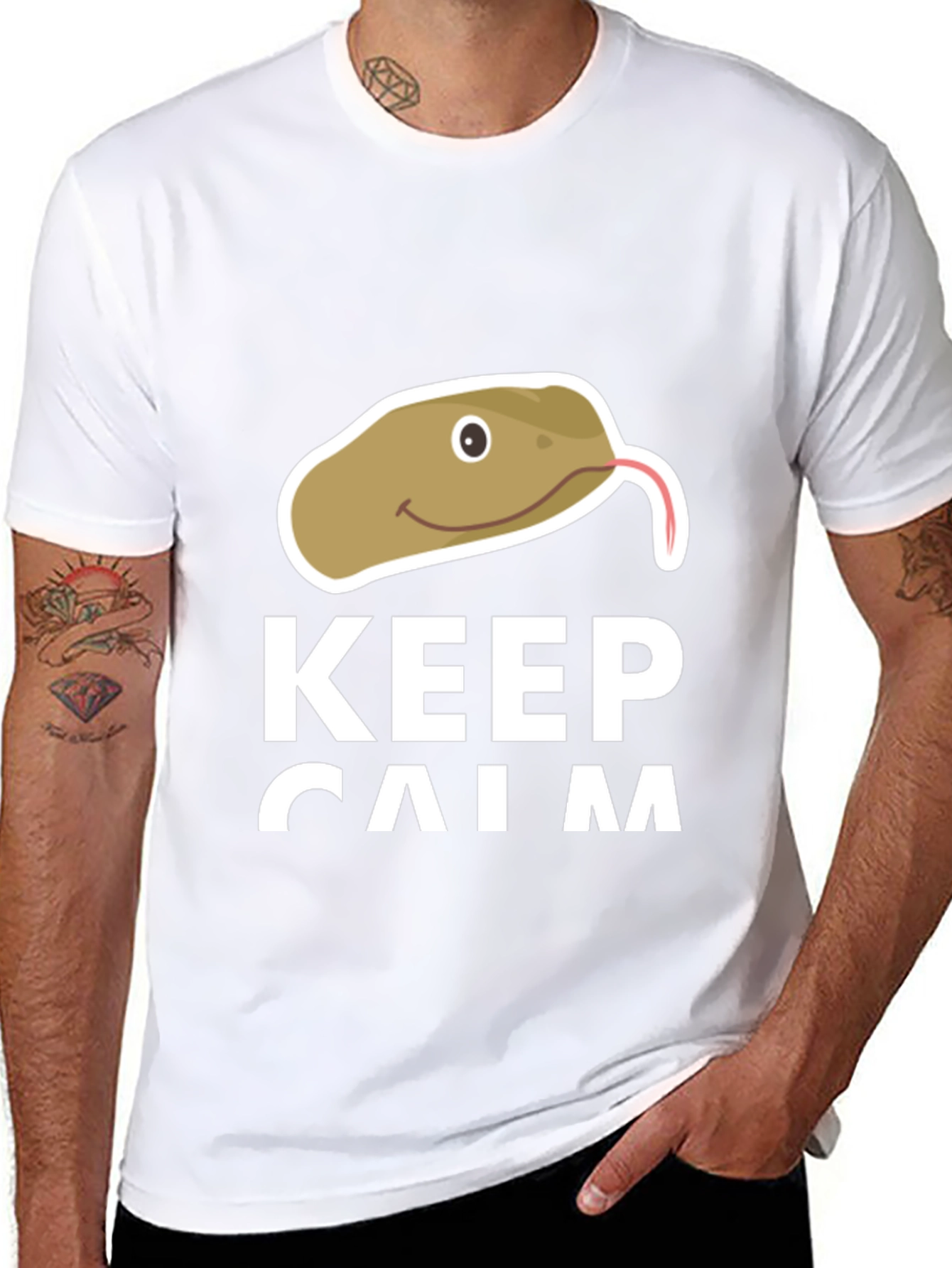 Black Keep Calm Snake T-Shirt - Funny Novelty Tee view 8