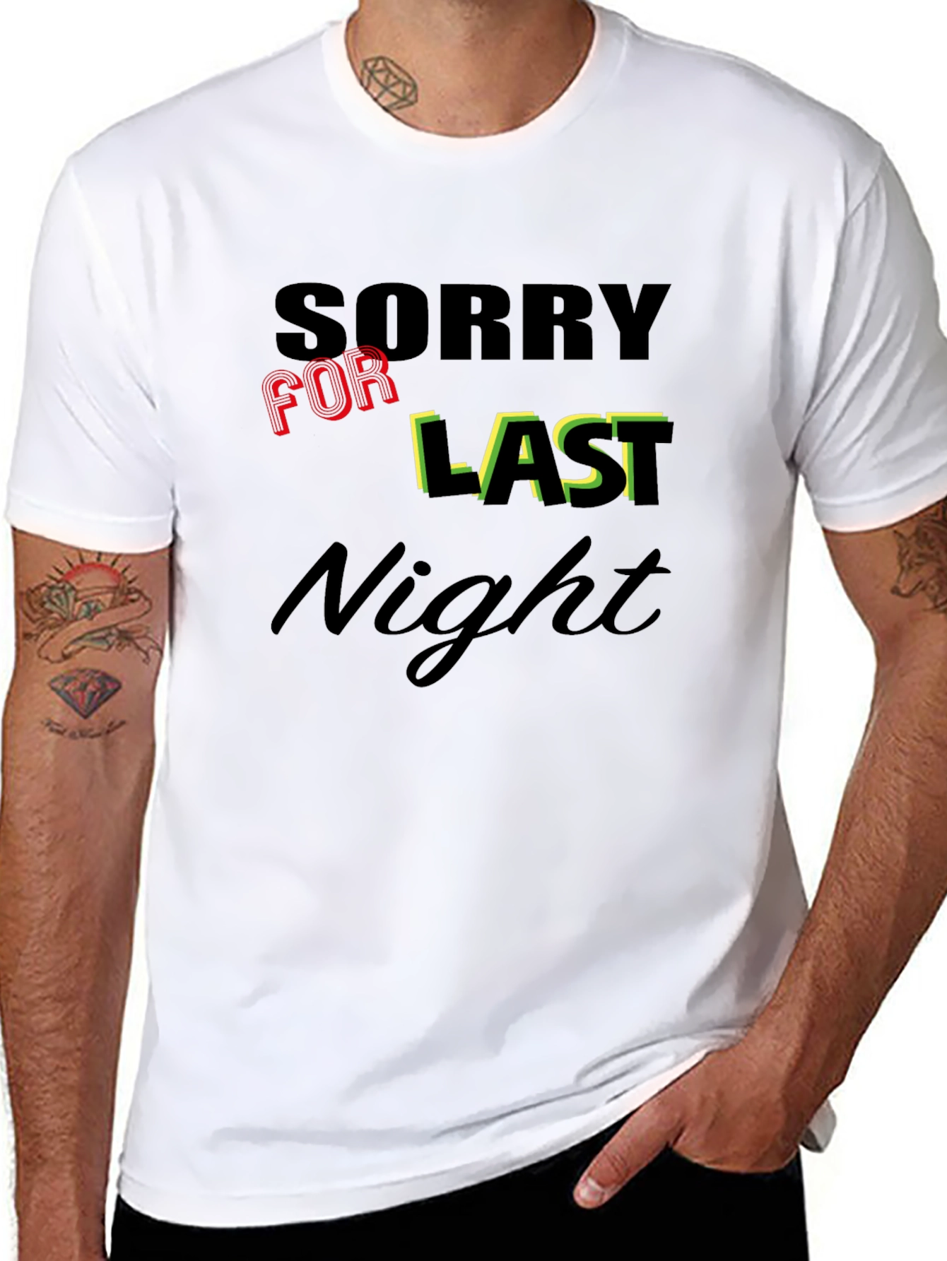Black Sorry For Last Night Graphic Tee view 8