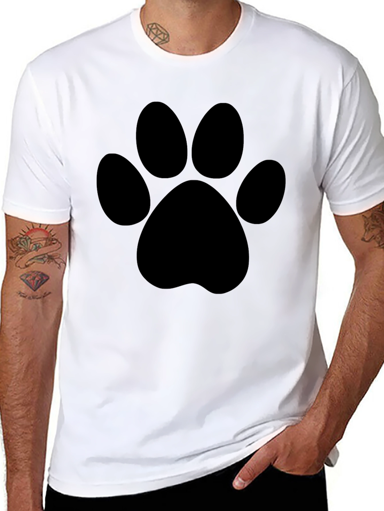 Black Paw Print T-Shirt - Casual Comfort, Animal Lover's Style view 8