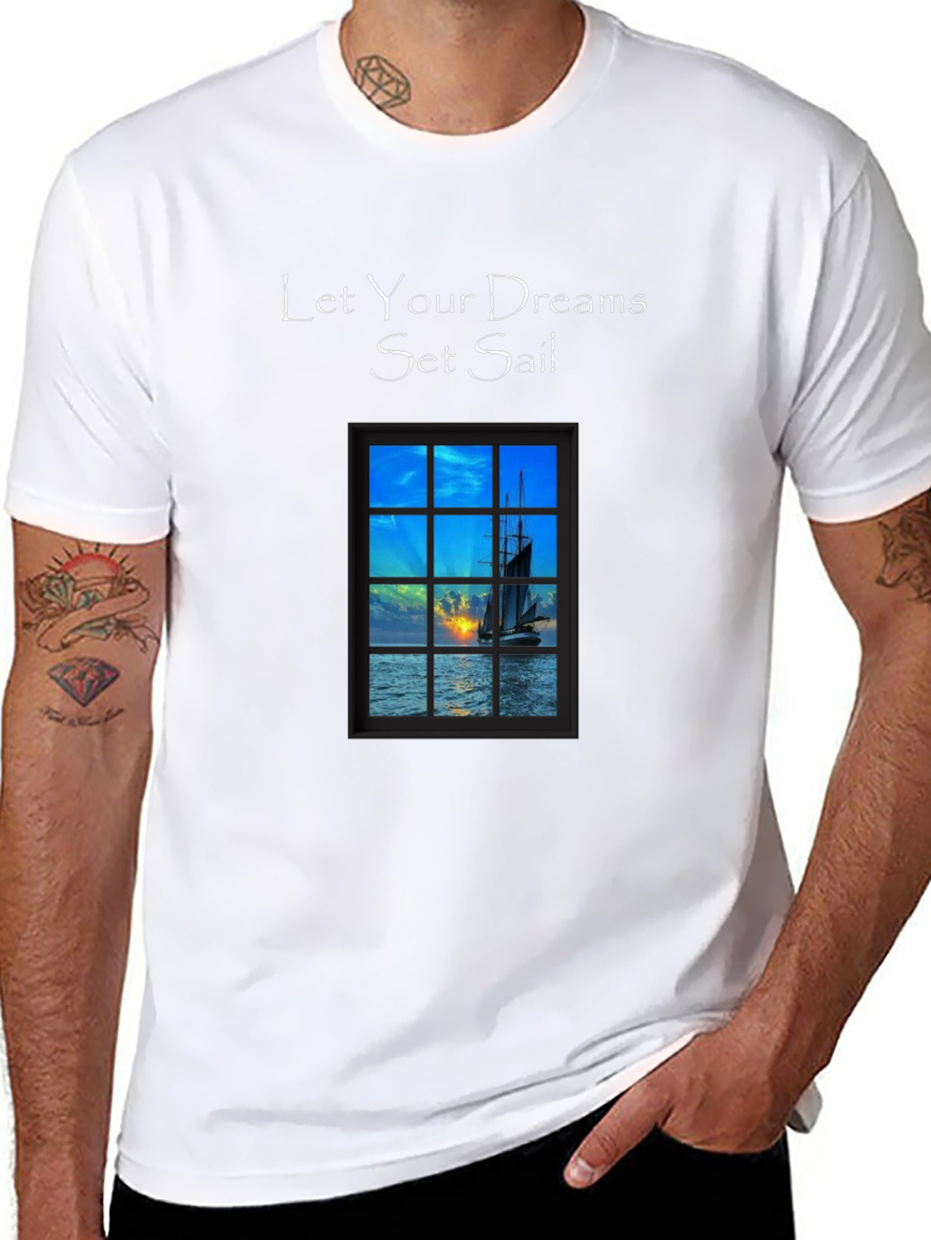 Black Let Your Dreams Set Sail T-Shirt - Black Crew Neck Tee view 8