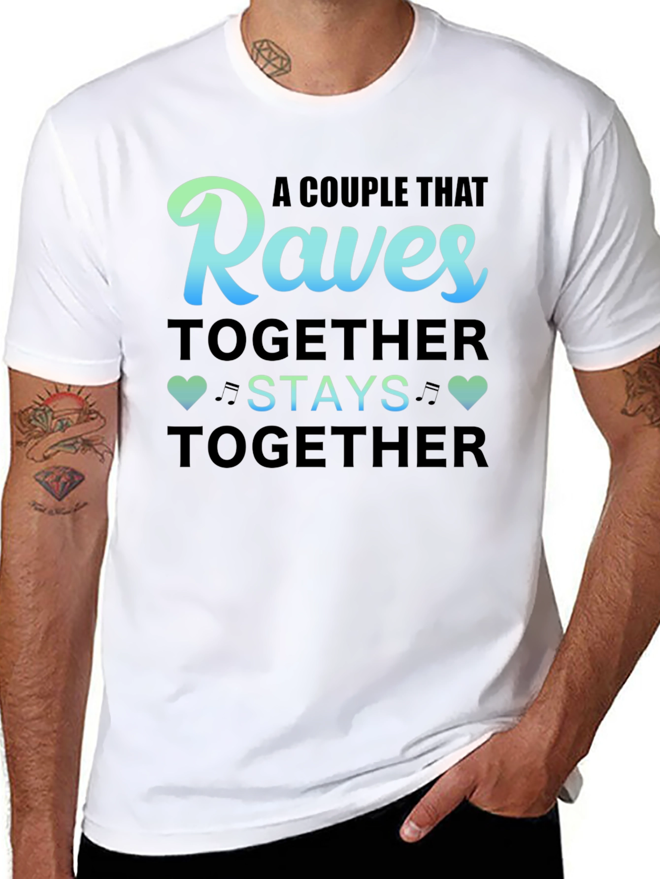 Black Raves Together Couple T-Shirt view 8