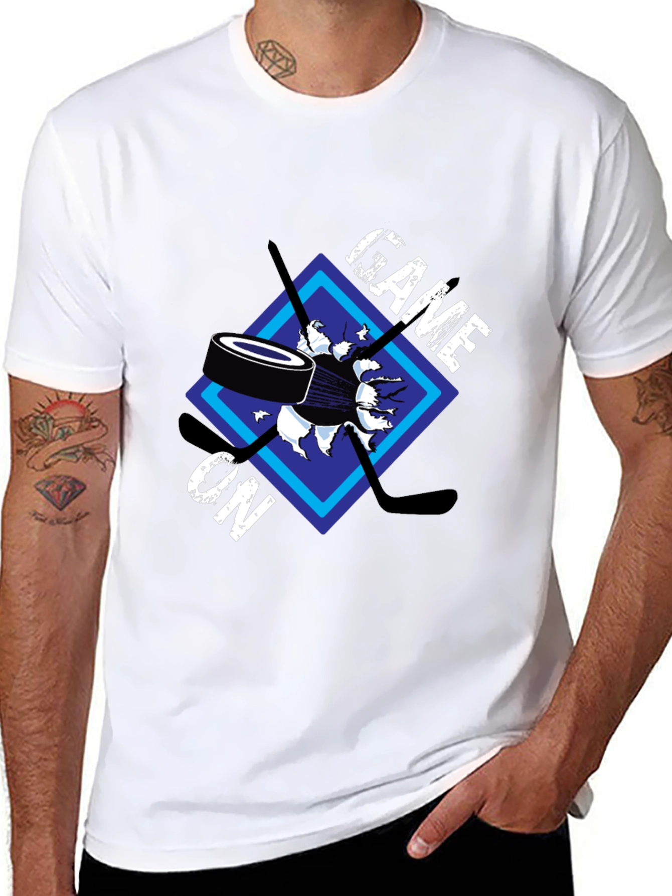 Black Game On Hockey Graphic T-Shirt view 8