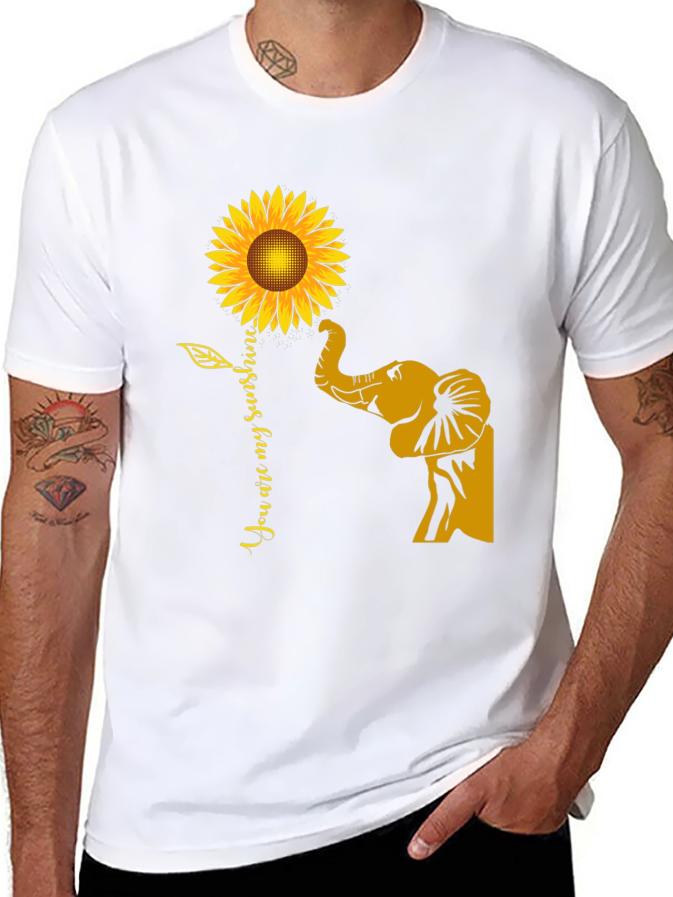 Black Elephant Sunflower Graphic Tee - You Are My Sunshine view 8