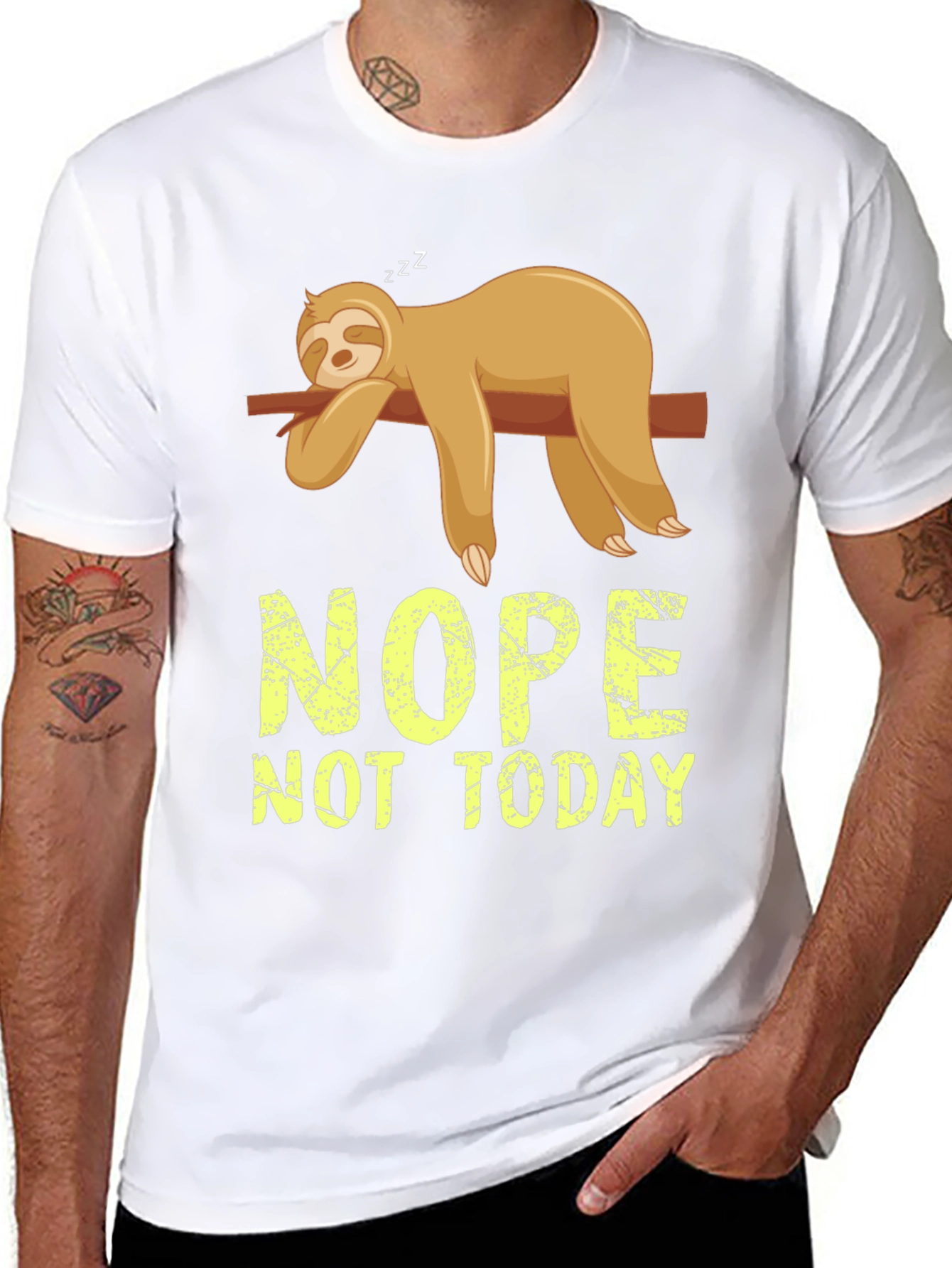 Black Nope Not Today Sloth Graphic T-Shirt view 8