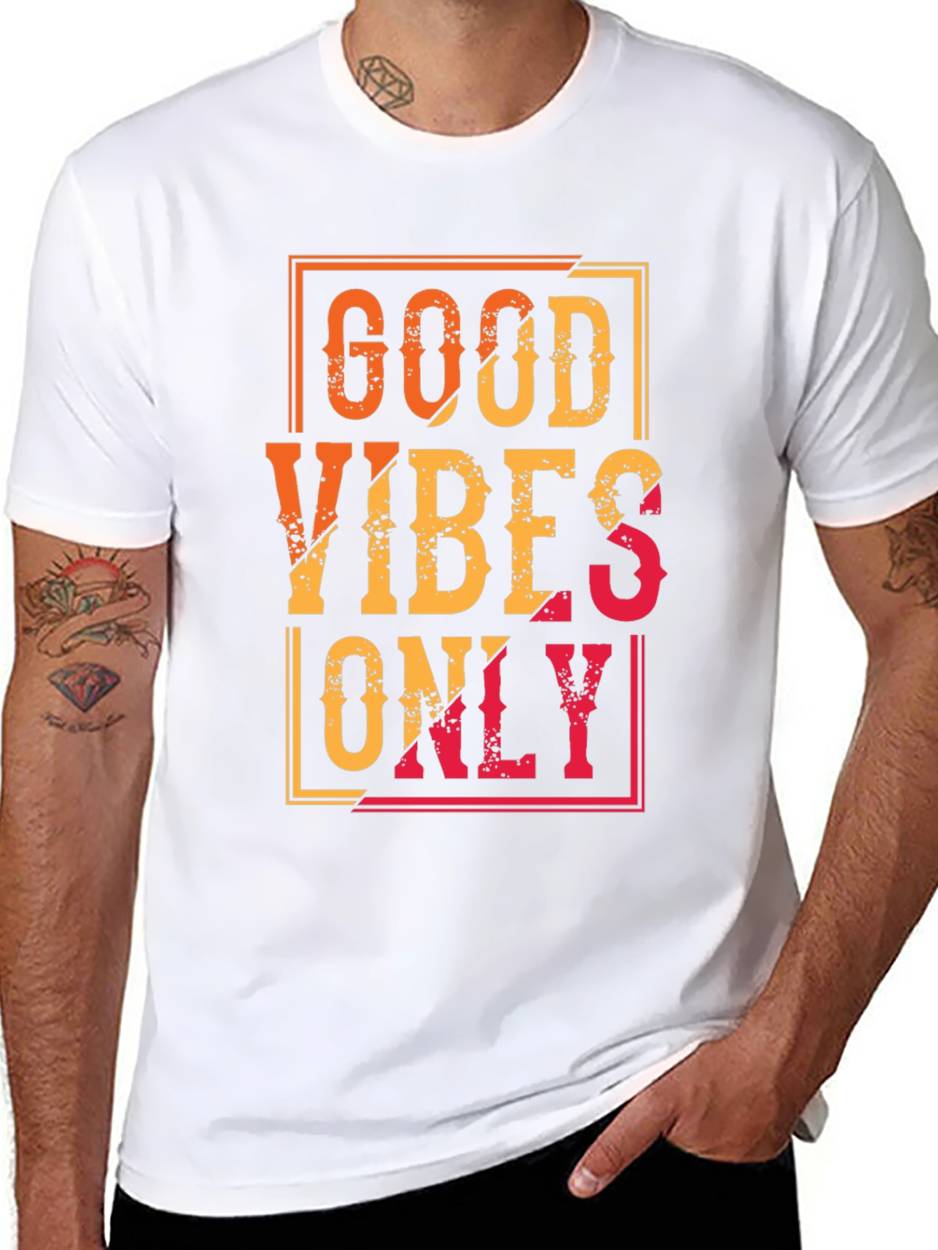 Black Good Vibes Only Graphic Tee - Black Casual T-Shirt view 8