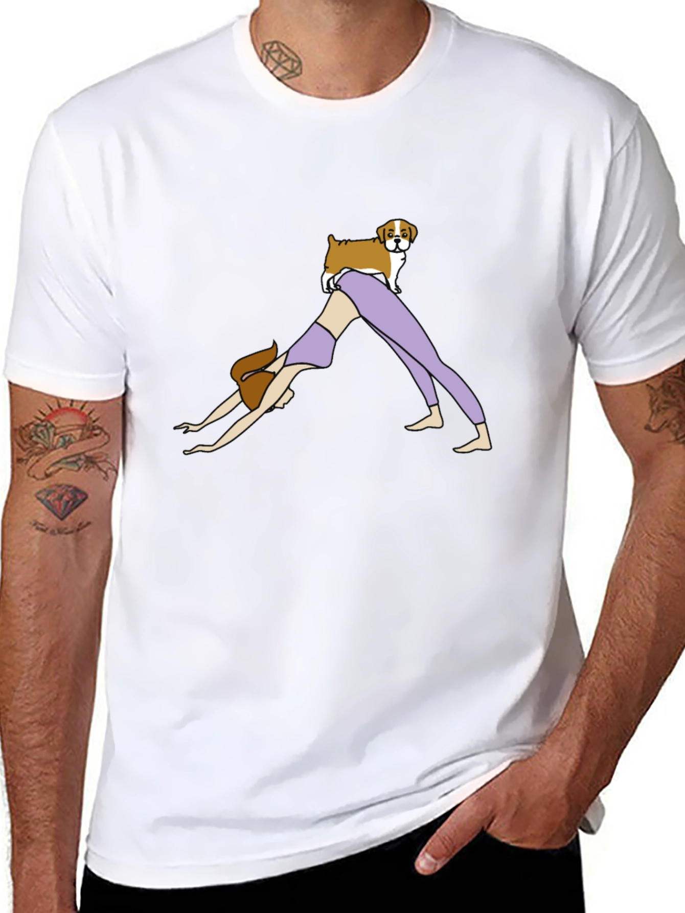 Black Yoga Dog T-Shirt - Unisex Graphic Tee view 8