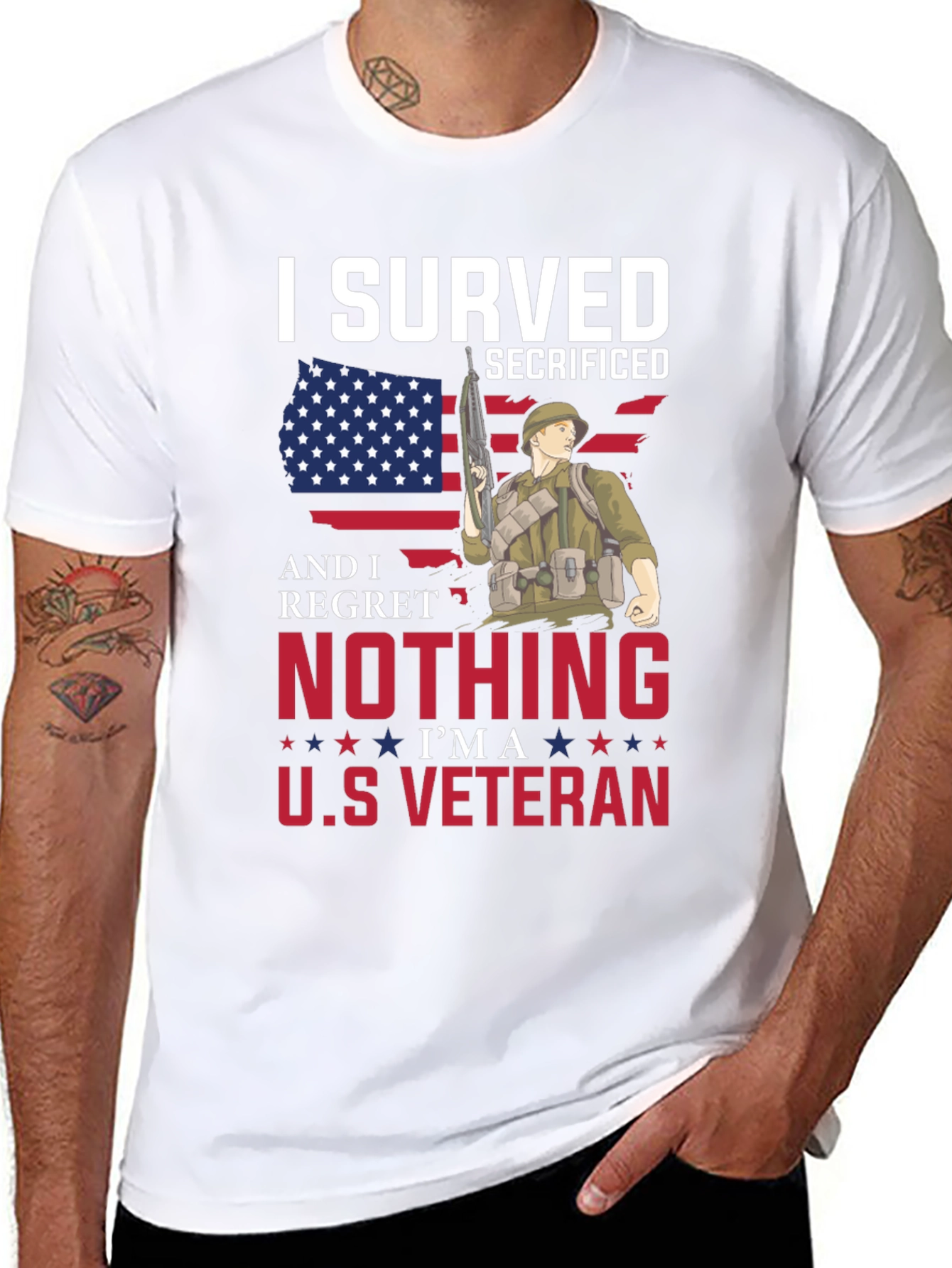 I Served Veteran Graphic T-Shirt - Patriotic Pride - 8