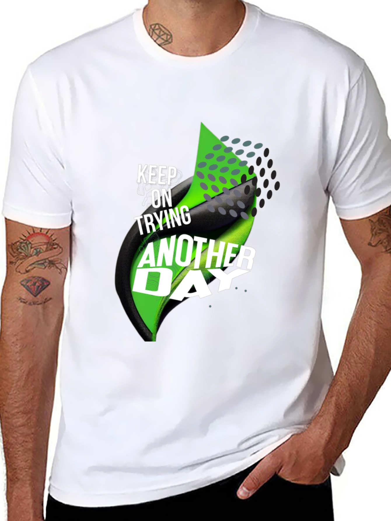 Black Motivational T-Shirt: Keep Trying Another Day view 8