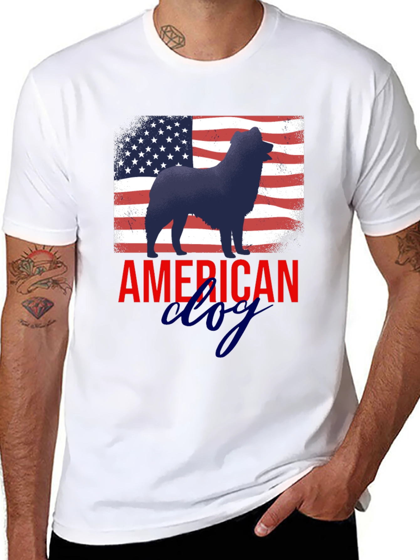 Black American Dog Patriotic T-Shirt view 8