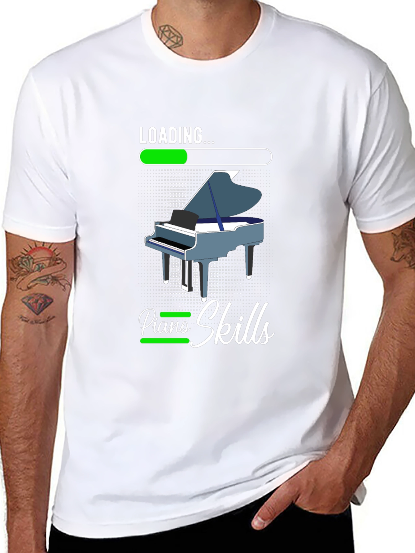 Black Loading Piano Skills T-Shirt view 8