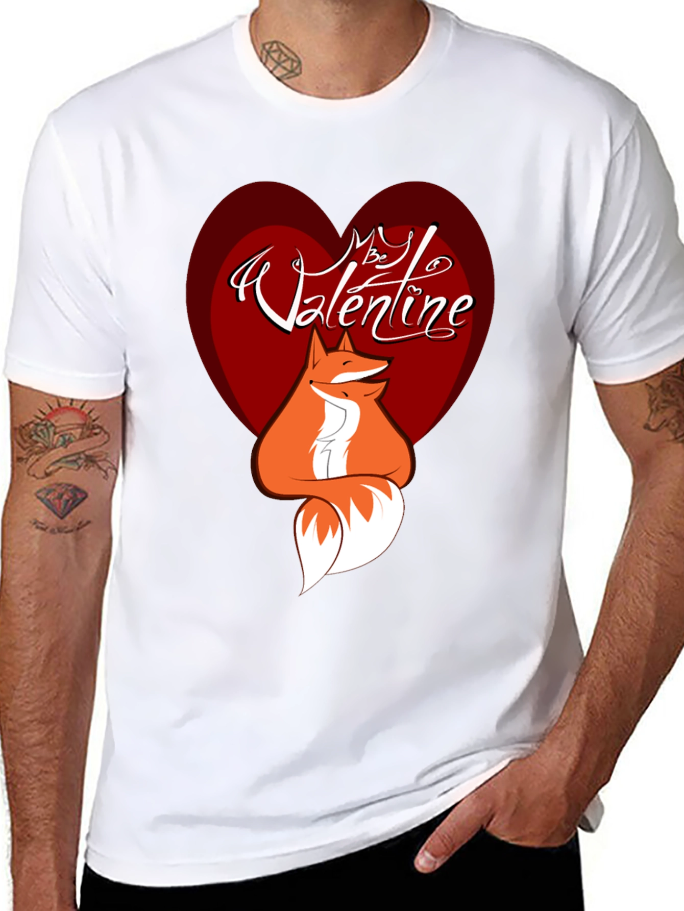 Black Valentine Fox Graphic Tee - Men's Black T-Shirt view 8