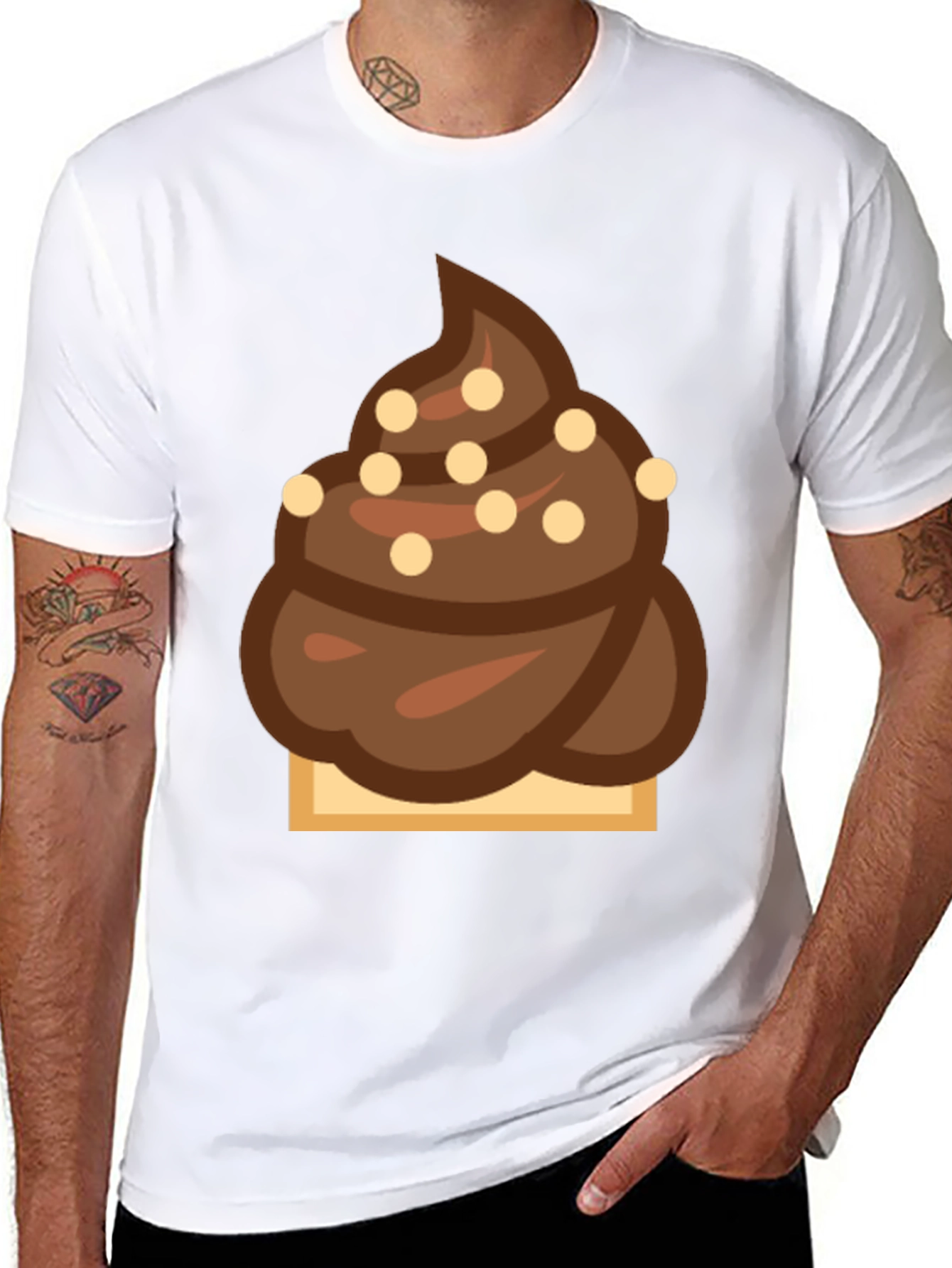 Black Novelty Chocolate Swirl Emoji T-Shirt view 8