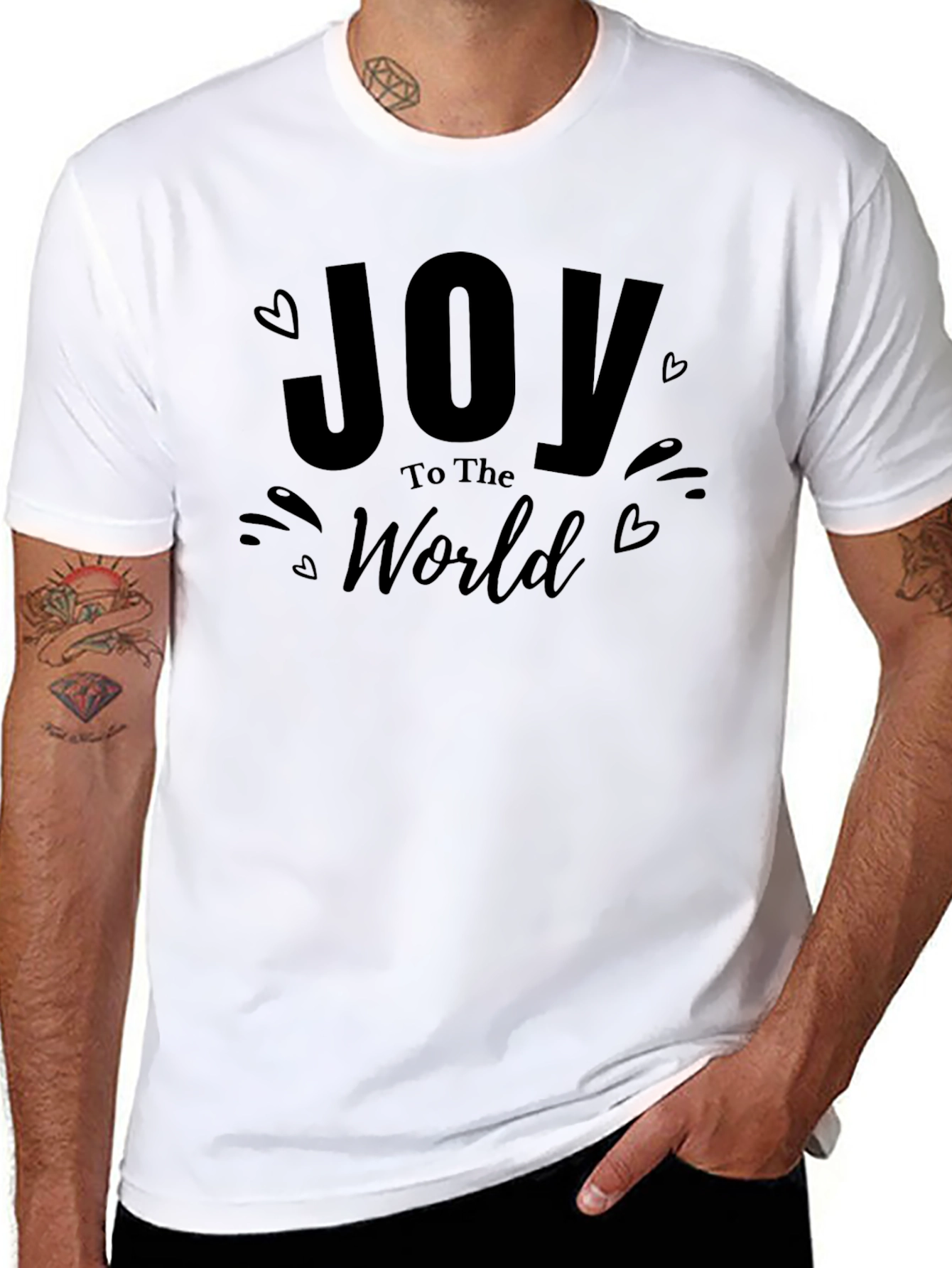 Black Joy to the World Black Graphic Tee Shirt view 8