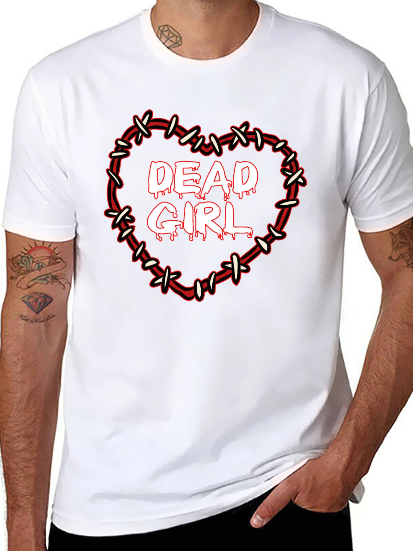 Black Dead Girl Heart Graphic Tee view 8