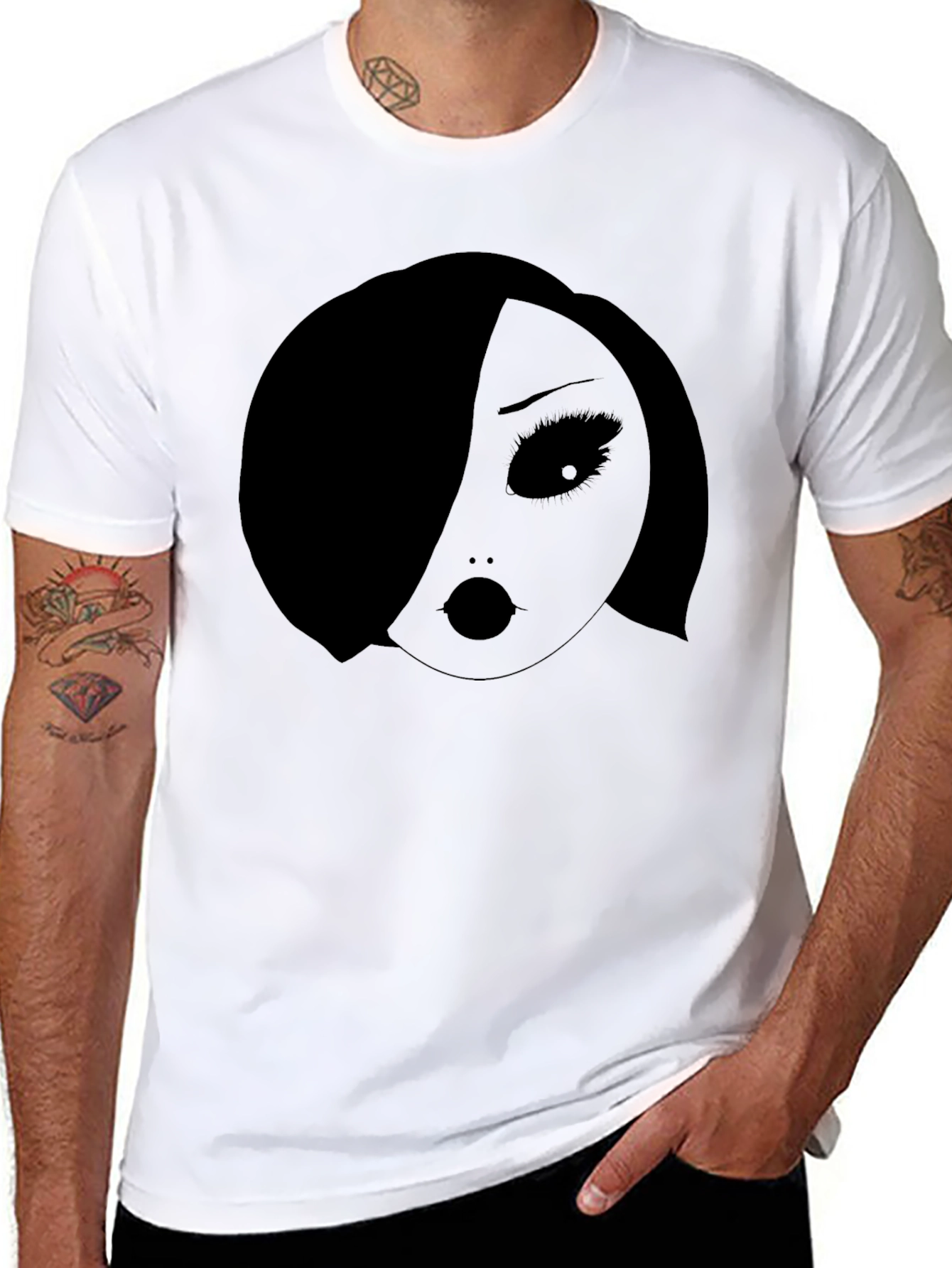 Black Gothic Graphic Tee - Dark Anime Doll Design view 8