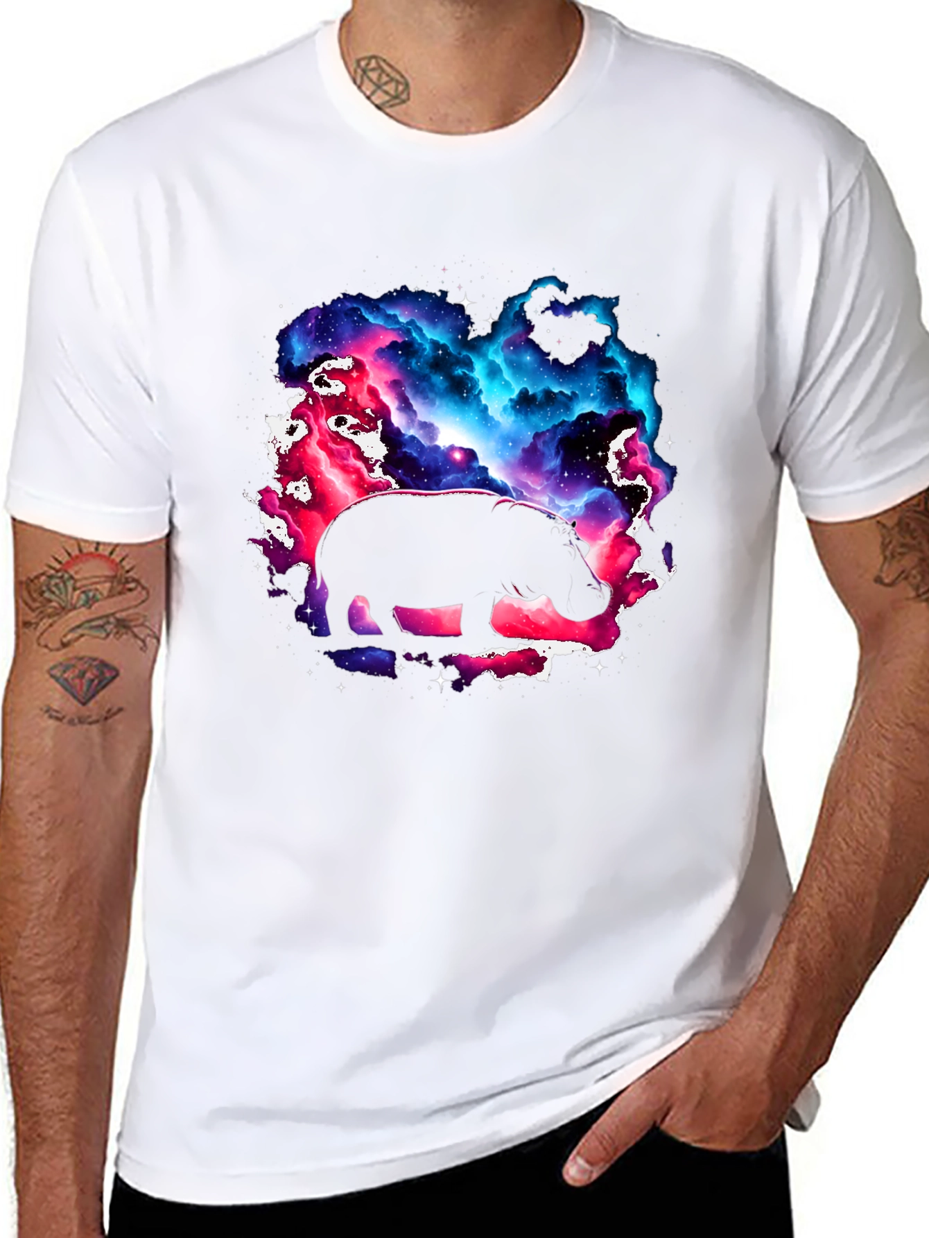 Black Cosmic Hippo Graphic Tee - Black view 8