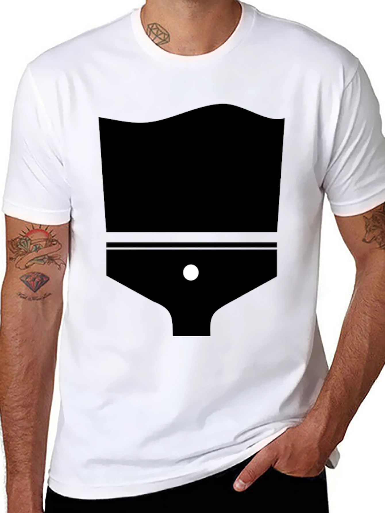 Black Men's Black Graphic Tee - Underwear Silhouette view 8