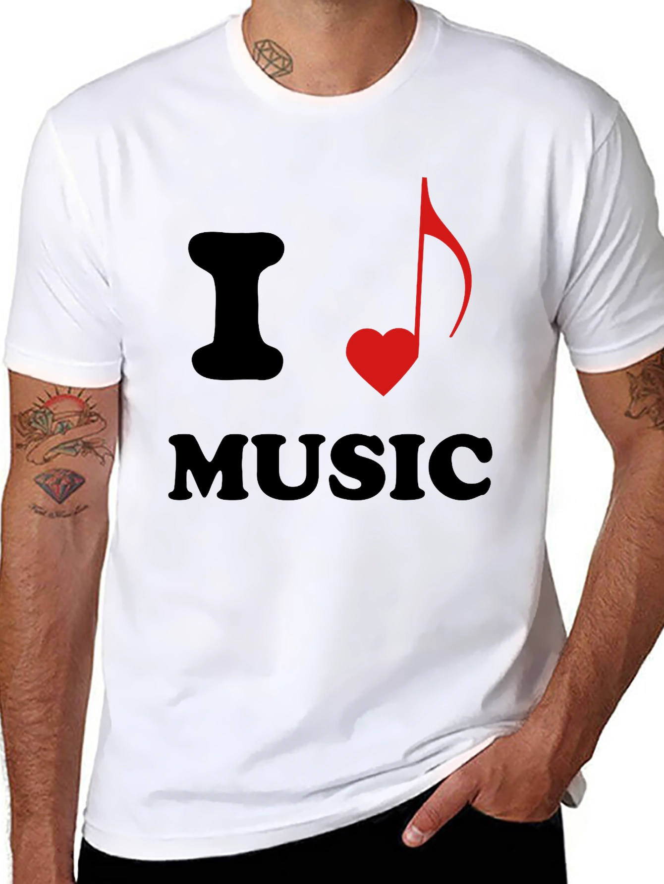 Black I Heart Music Graphic Tee - Stylish Black T-Shirt view 8