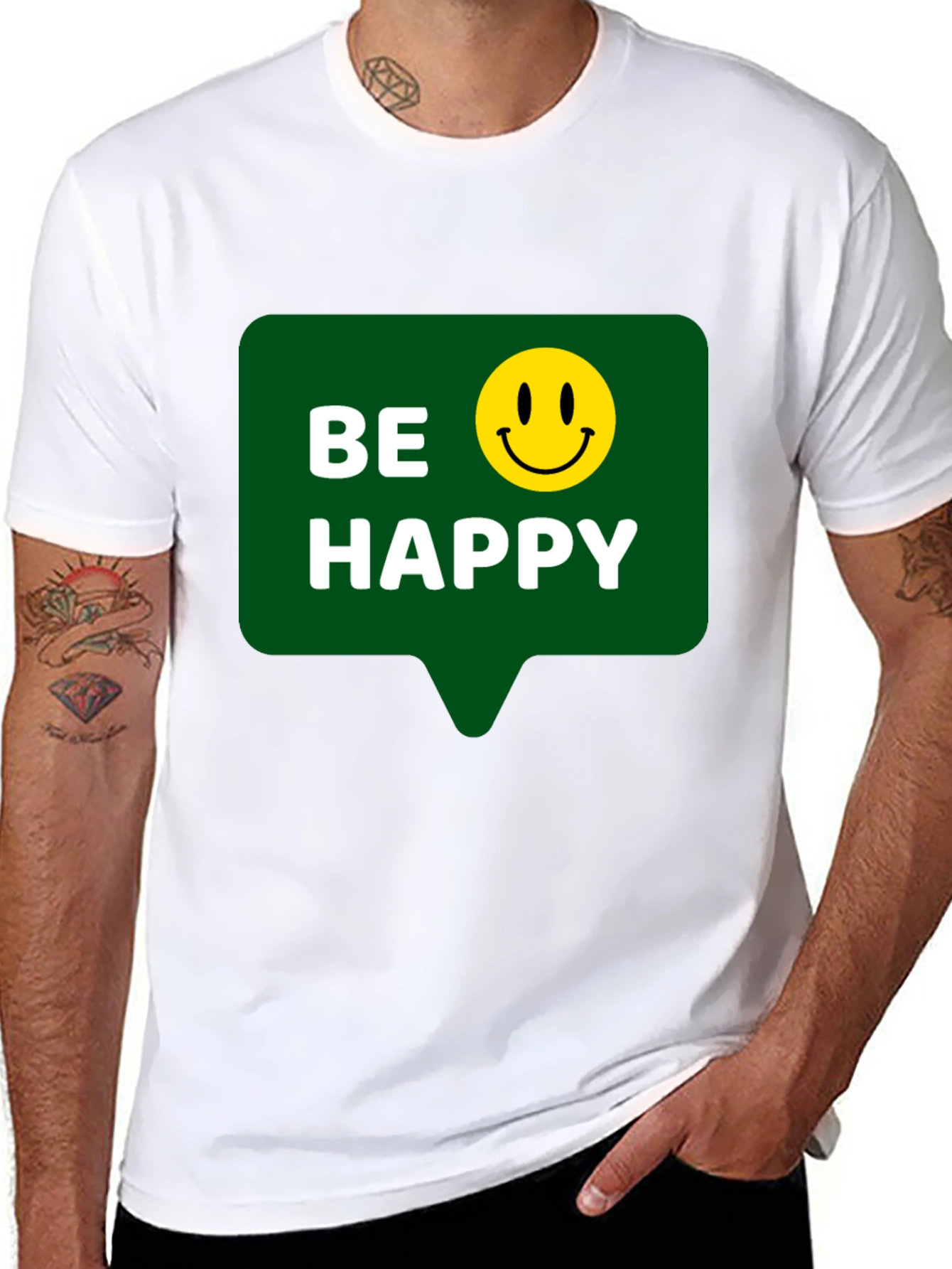 Black Be Happy T-Shirt - Positive Vibes - Everyday Wear view 8