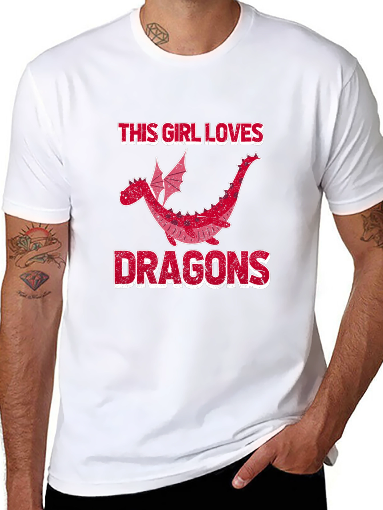 Black This Girl Loves Dragons T-Shirt - Black Graphic Tee view 8