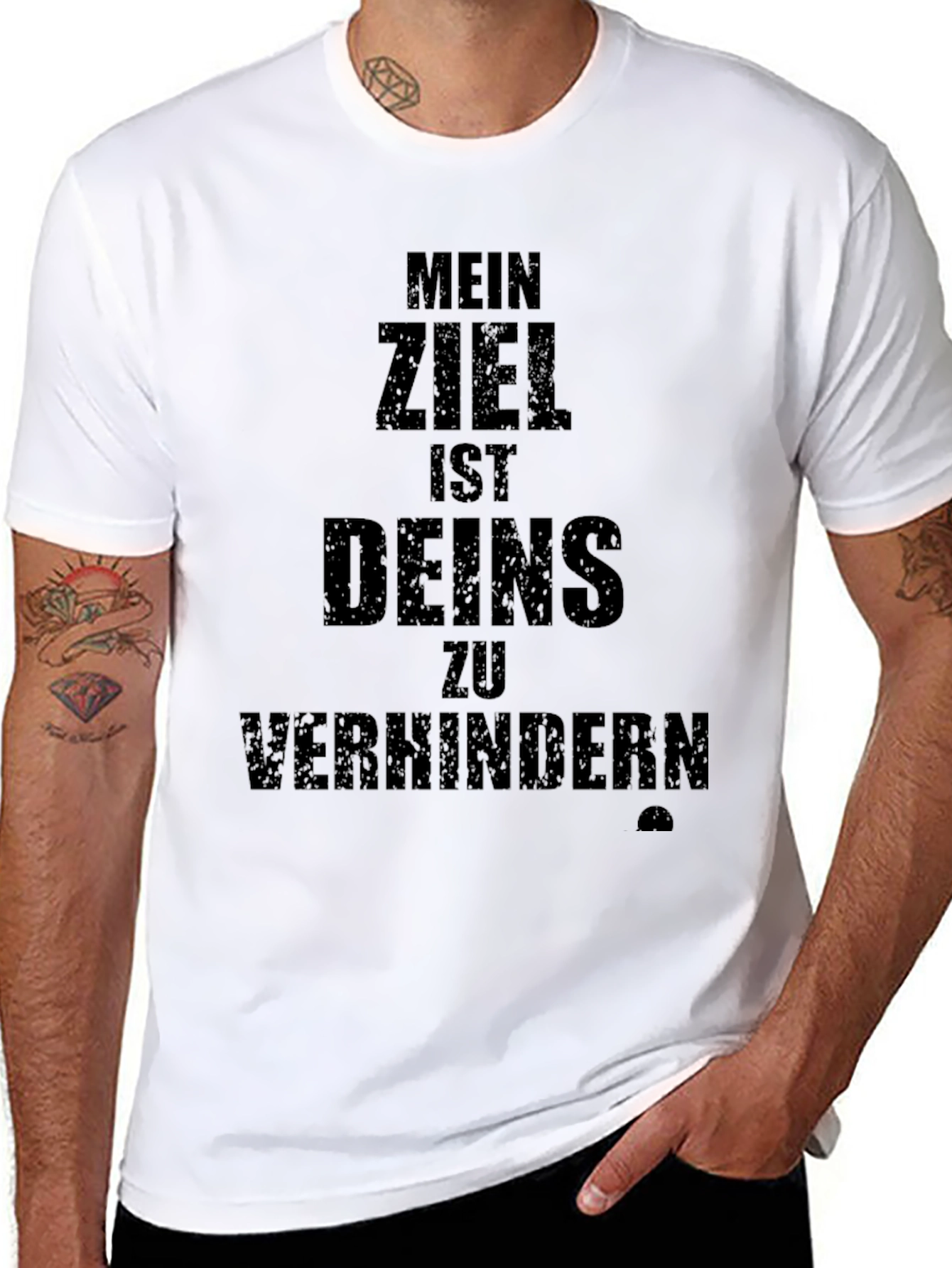Black Men's "Mein Ziel" Graphic Print Black T-Shirt view 8