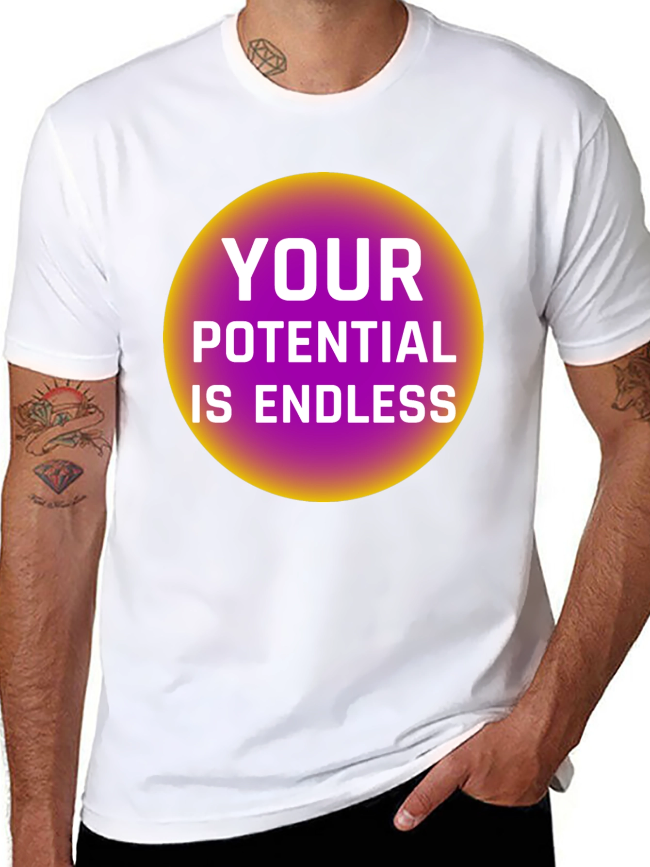 Black Endless Potential Graphic Tee - Black Cotton T-Shirt view 8