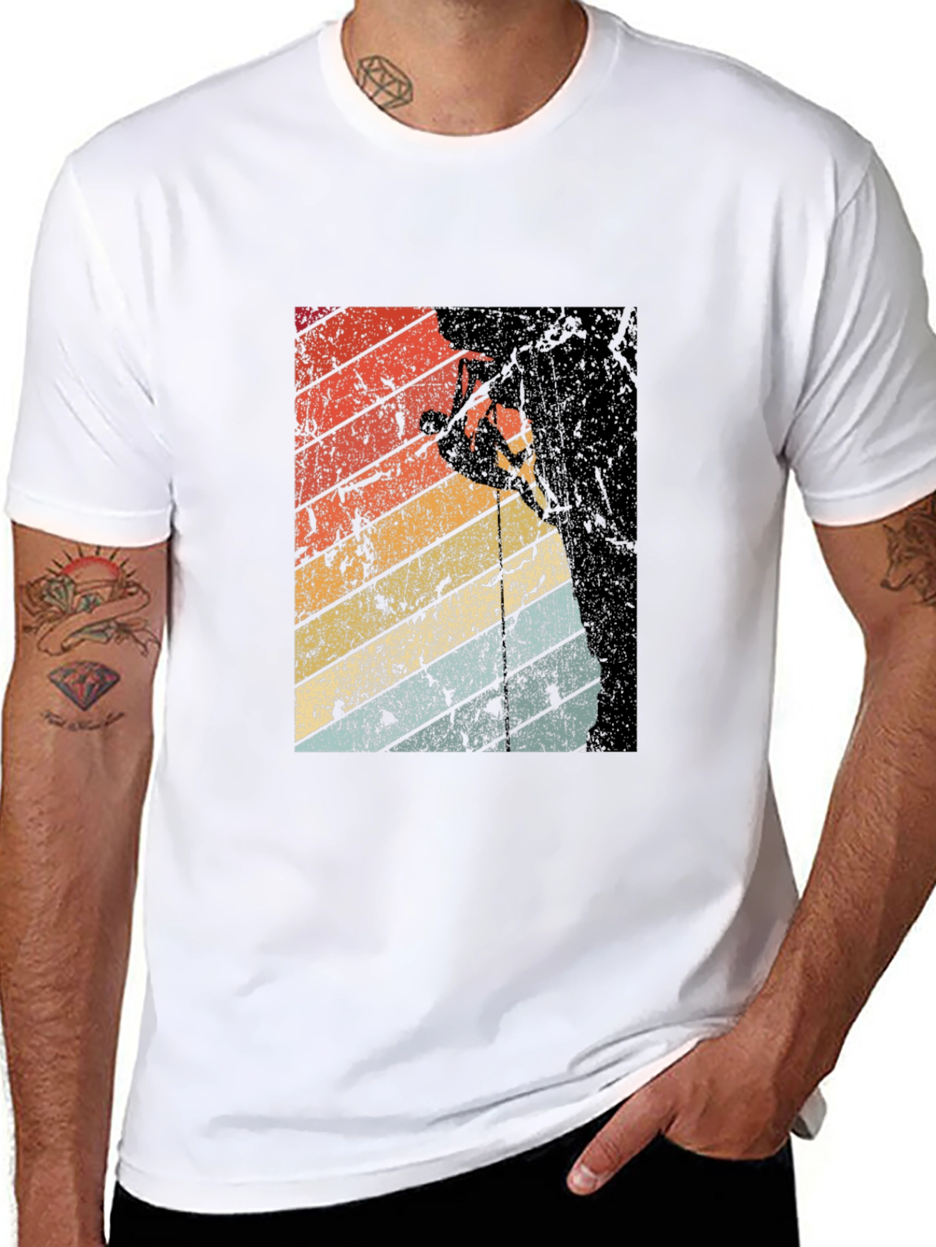 Black Retro Rock Climbing Graphic Tee - Black view 8