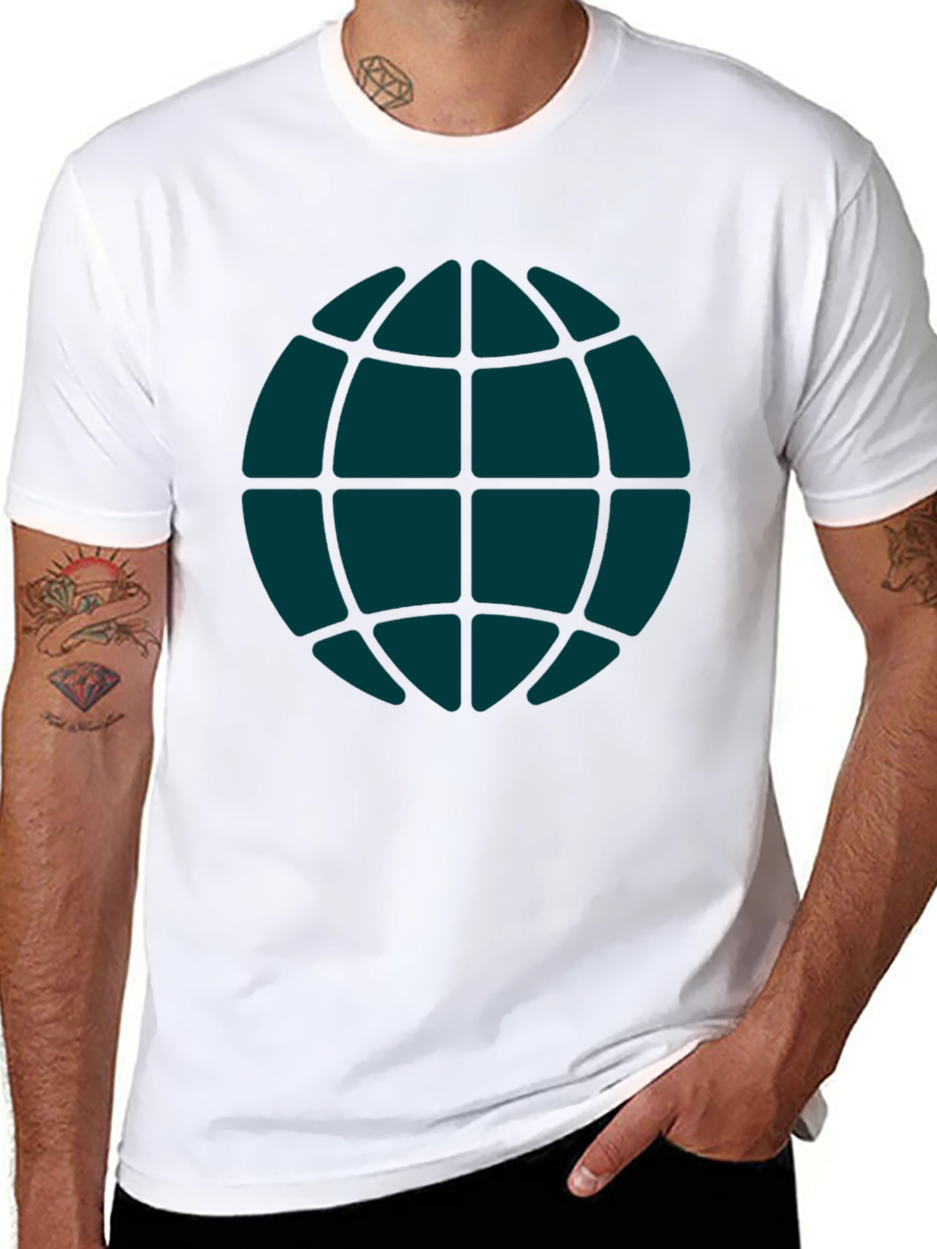 Black Globe Graphic Tee - Casual Black T-Shirt view 8