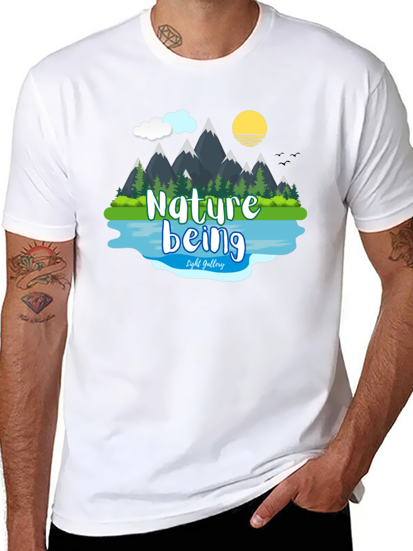Black Nature Being Graphic T-Shirt view 8