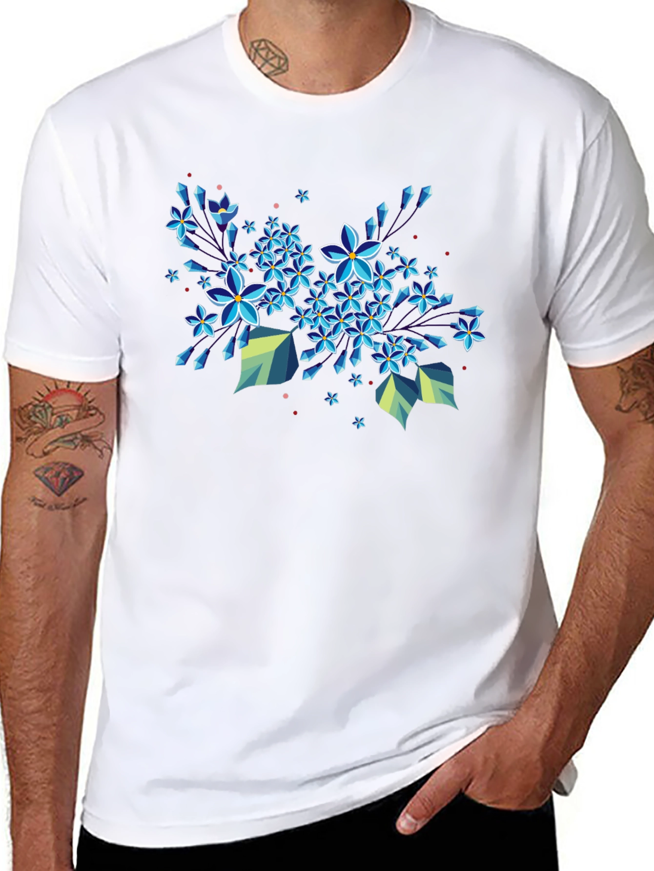 Black Floral Burst Graphic Tee - Modern Geometric Design view 8
